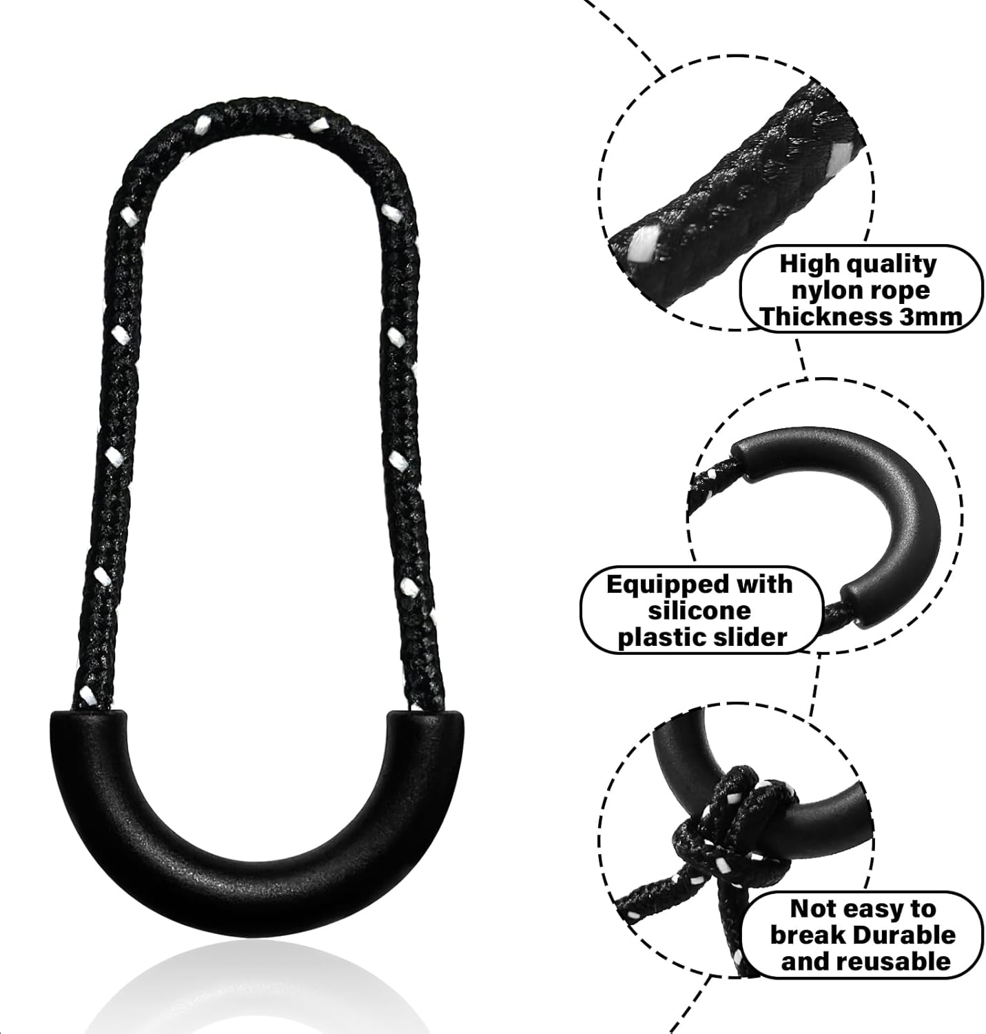 BEZANU Zipper Pull Tabs, 10 PCS Replacement Zipper Tags for Clothes, Backpacks, Tents, Luggage (Black and White Dots)