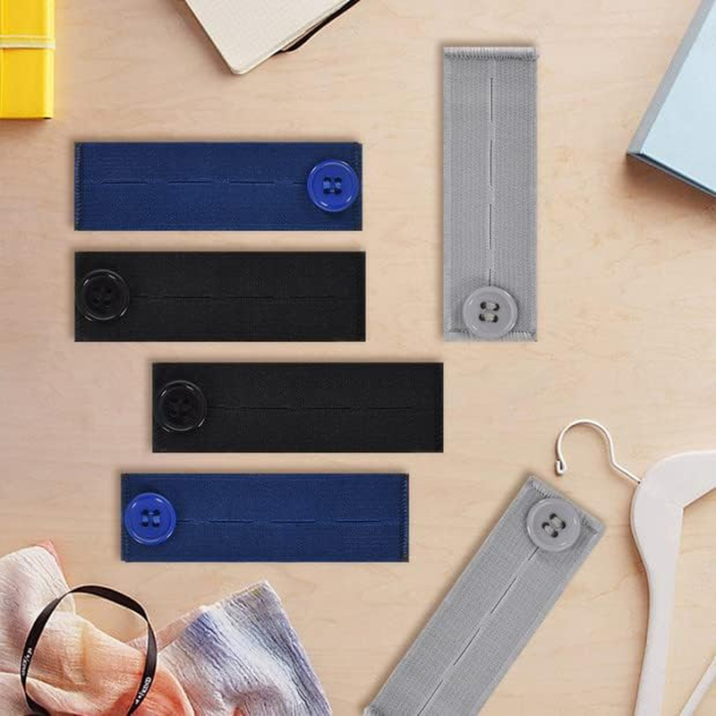 Adjustable Waist Extender, 6Pcs Adjustable Elastic Waist Extenders, Elastic Waist Extenders, Elastic Button Extender Pants Waist Extension for Trousers Jeans Pants Slacks Pregnant Trousers image number 2