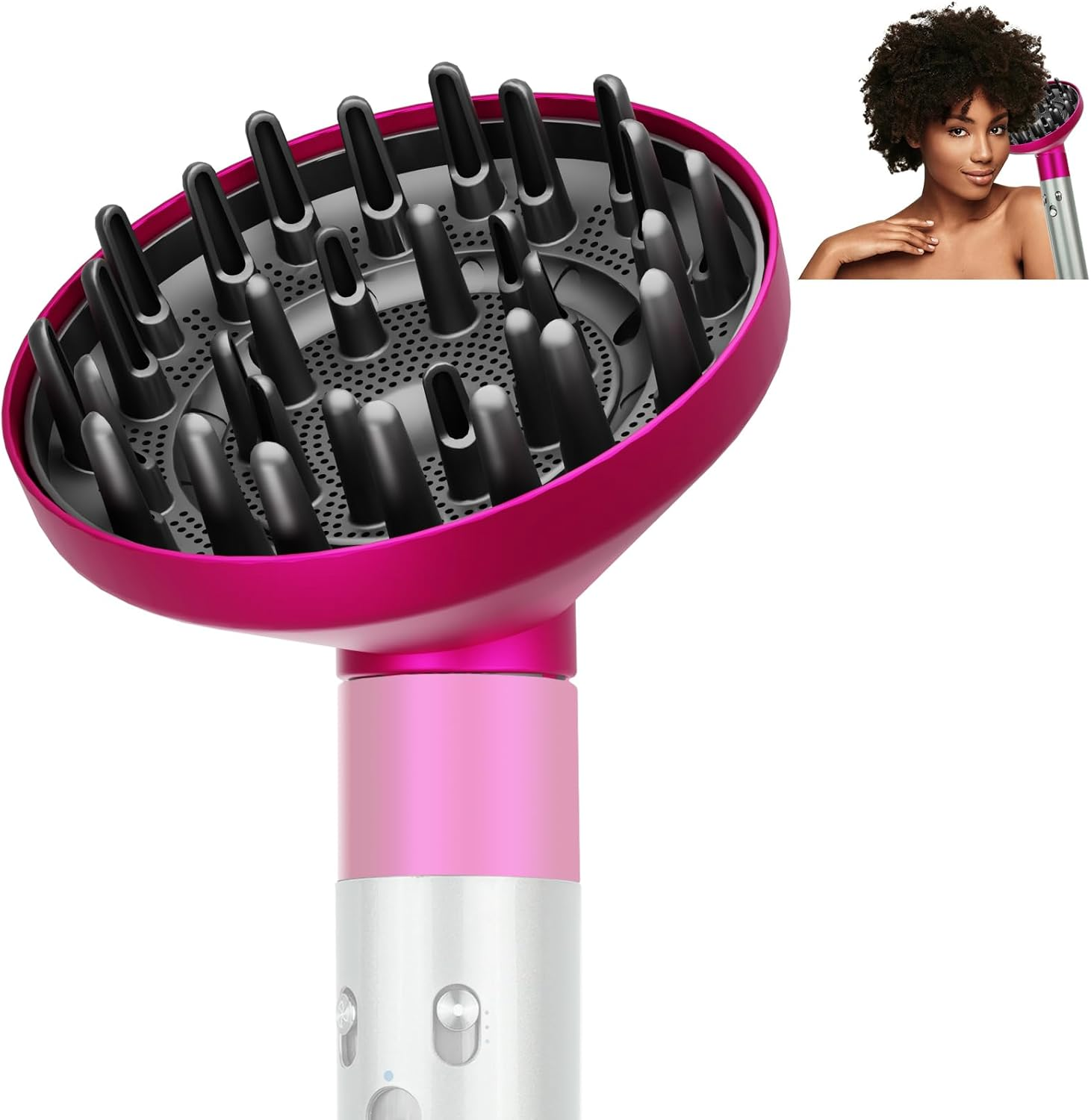 Hair Diffuser Attachment for Dyson Airwrap, Upgraded Diffuser Nozzle Compatible with Airwrap Styler, Curl-Defining Attachment for Wavy Curly Coil Hair, Rose