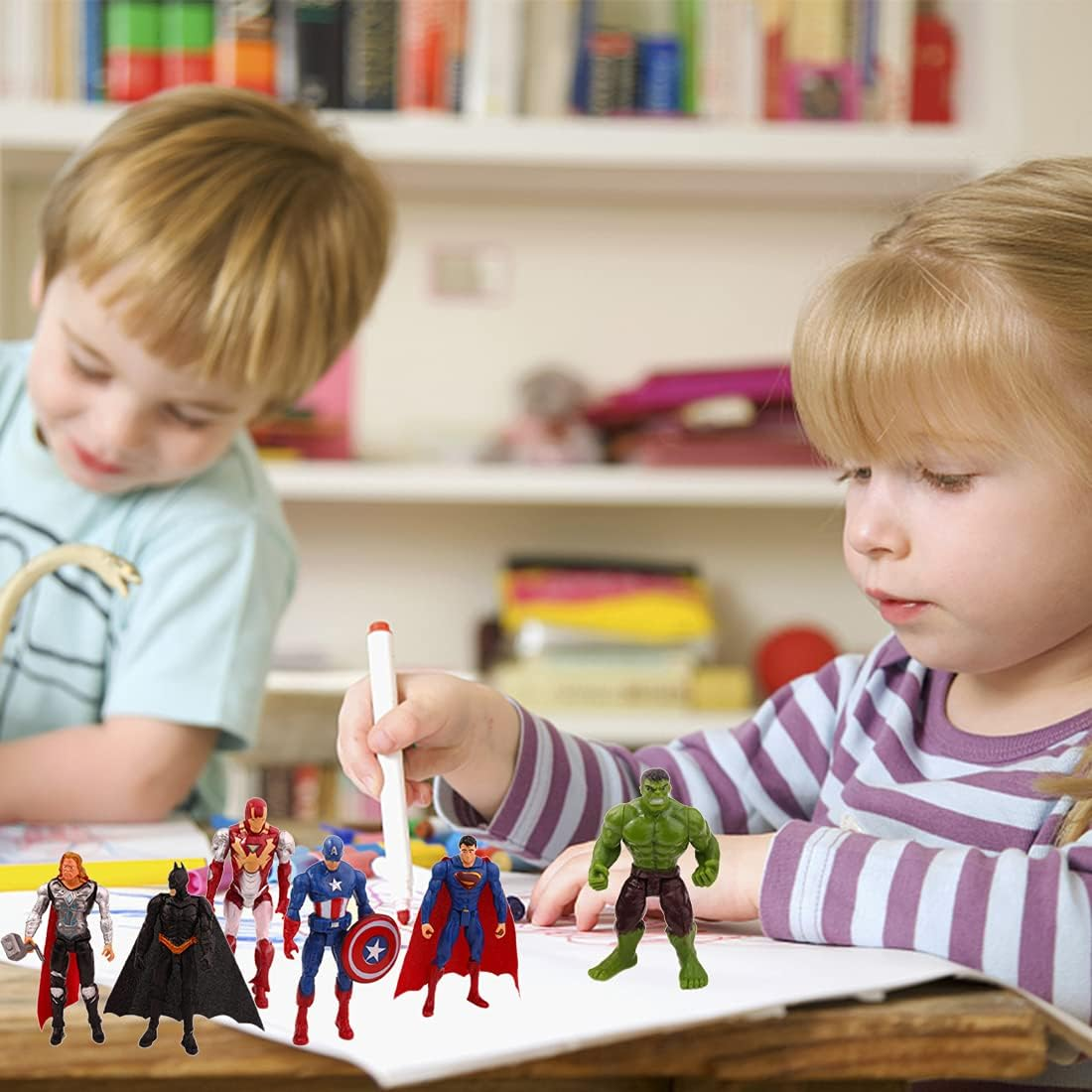 DIOTTI 6 Pieces Mini Superhero Avengers Cake Toppers - Kids Birthday Cake Decoration - Multicolored image number 3