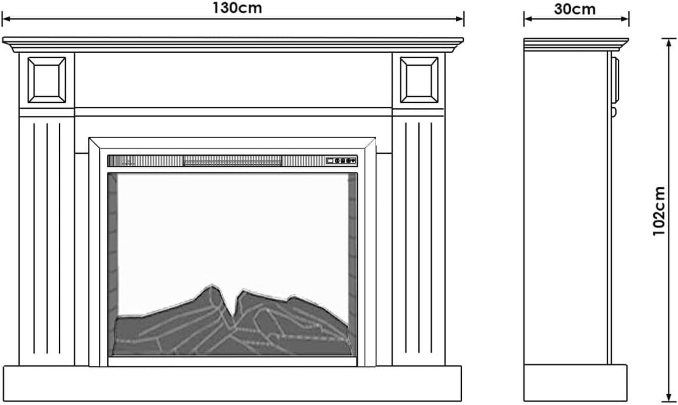 Modaliving Berwick Electric Fireplace Heater White Mantel Suite (Starlight Insert)