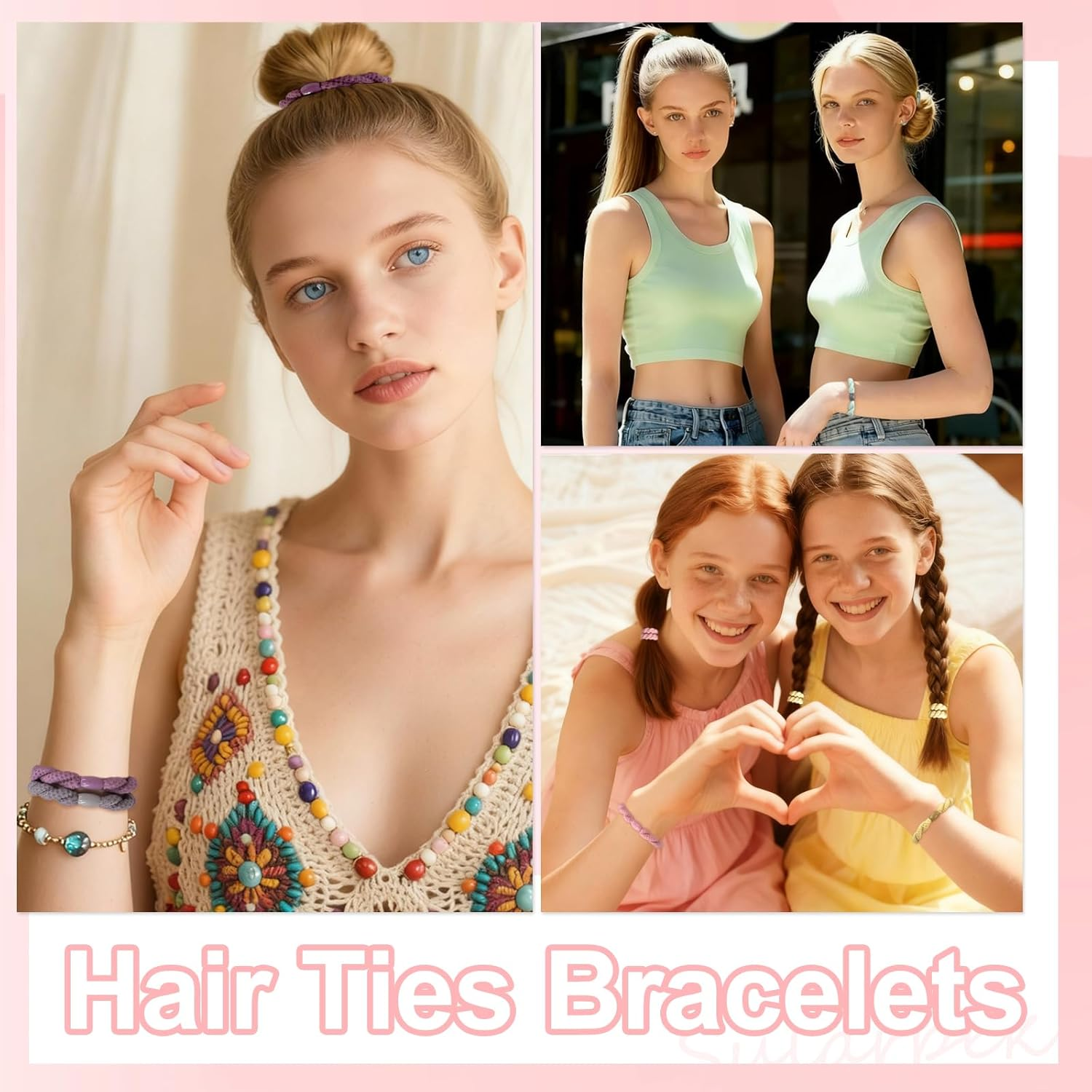 Sularpek Hair Bobbles Girls, Pack of 15 Hair Bobbles for Women, Elastic Braid Elastics, Colourful Hair Bands, Elastic Bands, Stylish Ponytail Holders for Women and Girls, Thick and Curly Hair image number 4