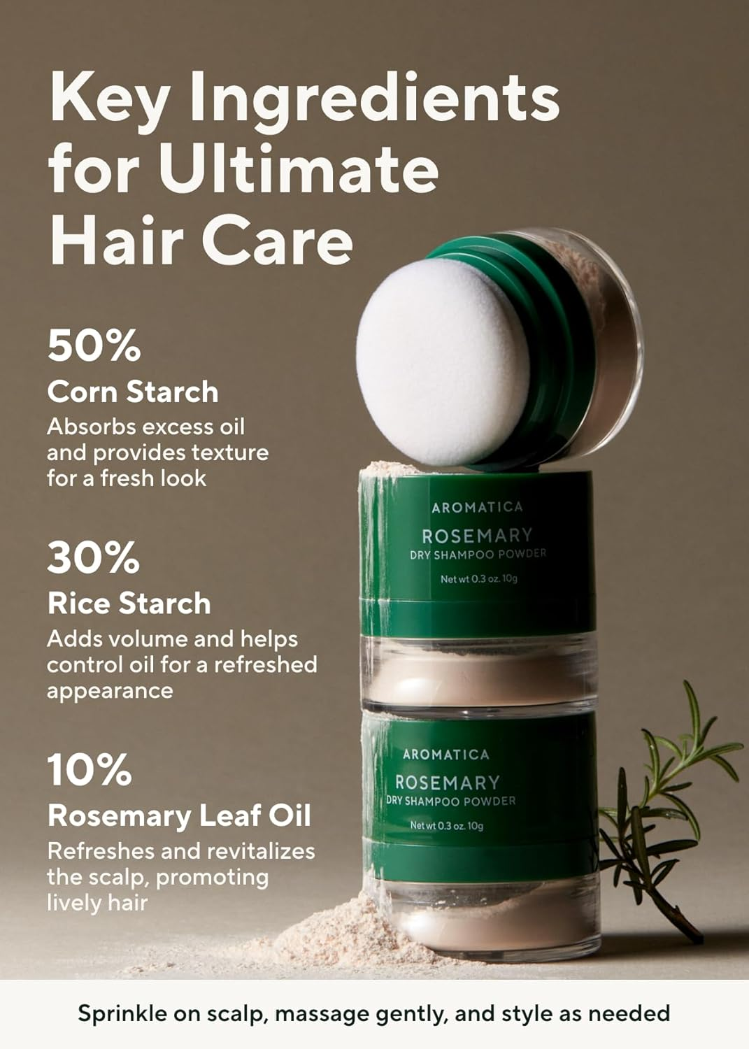 AROMATICA - Rosemary Dry Shampoo Powder 10G