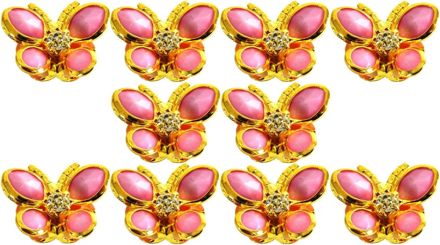 Camellia Parts SA-P858 Pink Butterfly Set of 10, 0.9 X 0.7 Inches (22 X 17 Mm) image number 4