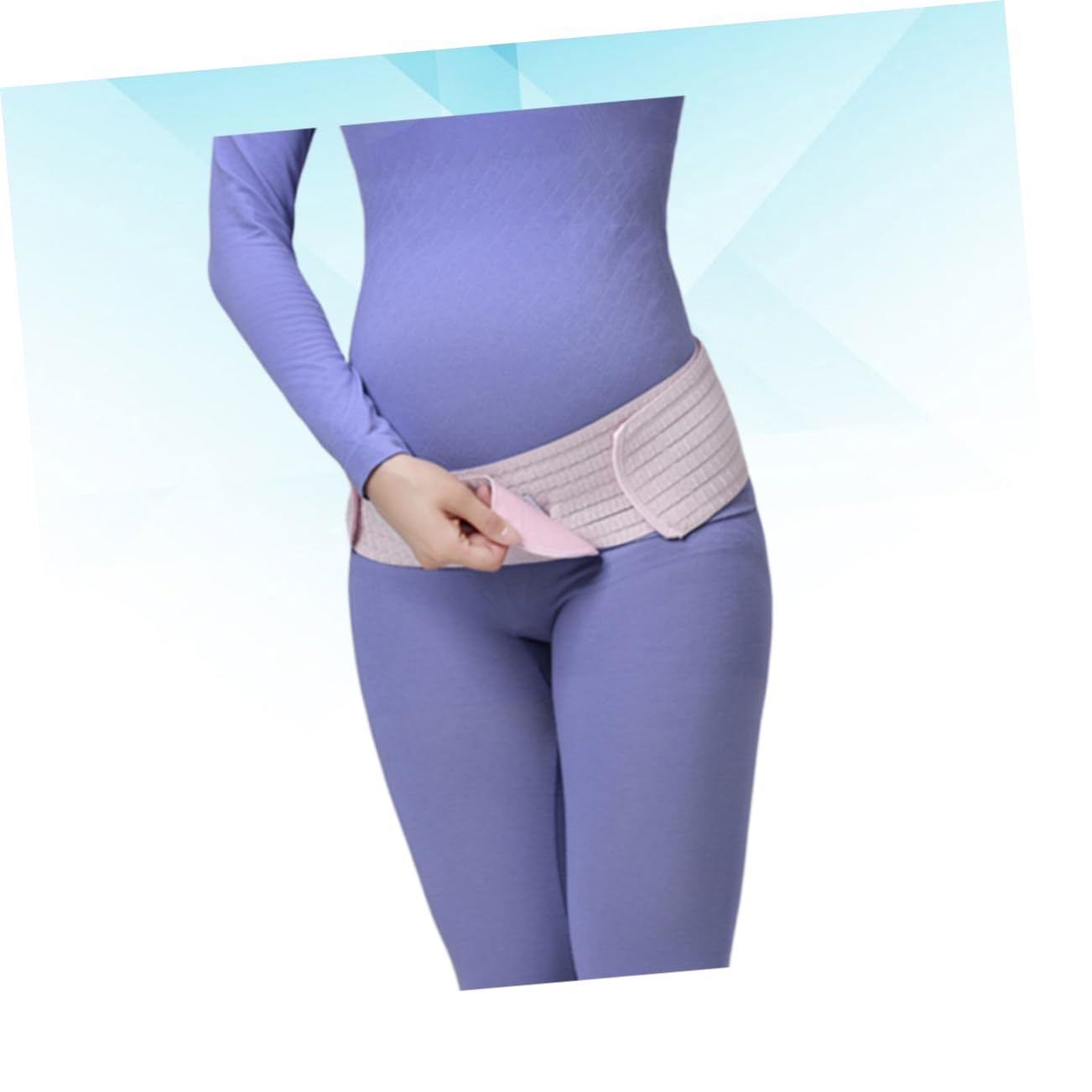 Maternity Belly Support Band Breathable Dual-Layer Abdominal Belt Postpartum Pelvic Waist Care for Pregnant Women Pink Free Size image number 6