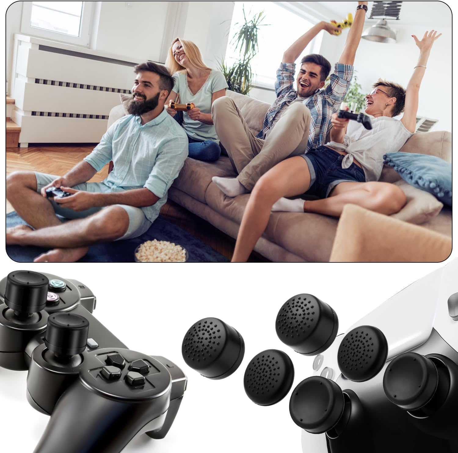 8Pcs Thumb Grip Caps for Playstation Portal, Silicone Joystick Covers Controller Thumb Stick Caps Compatible with PS5 PS4 Xbox One Xbox Series X/S Nintendo Switch Pro Joysticks