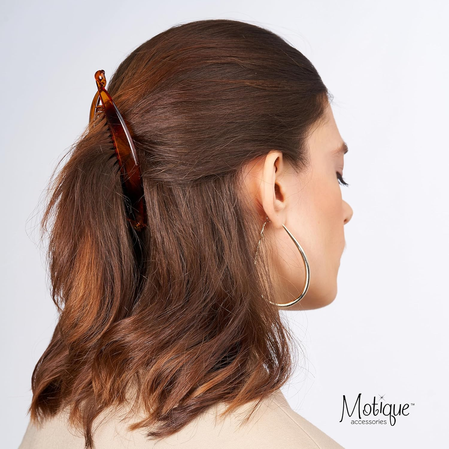 Set of Two Tortoise Shell 5 Inch Banana Clip Hair Clincher Rounded Edges Hair Comb image number 1