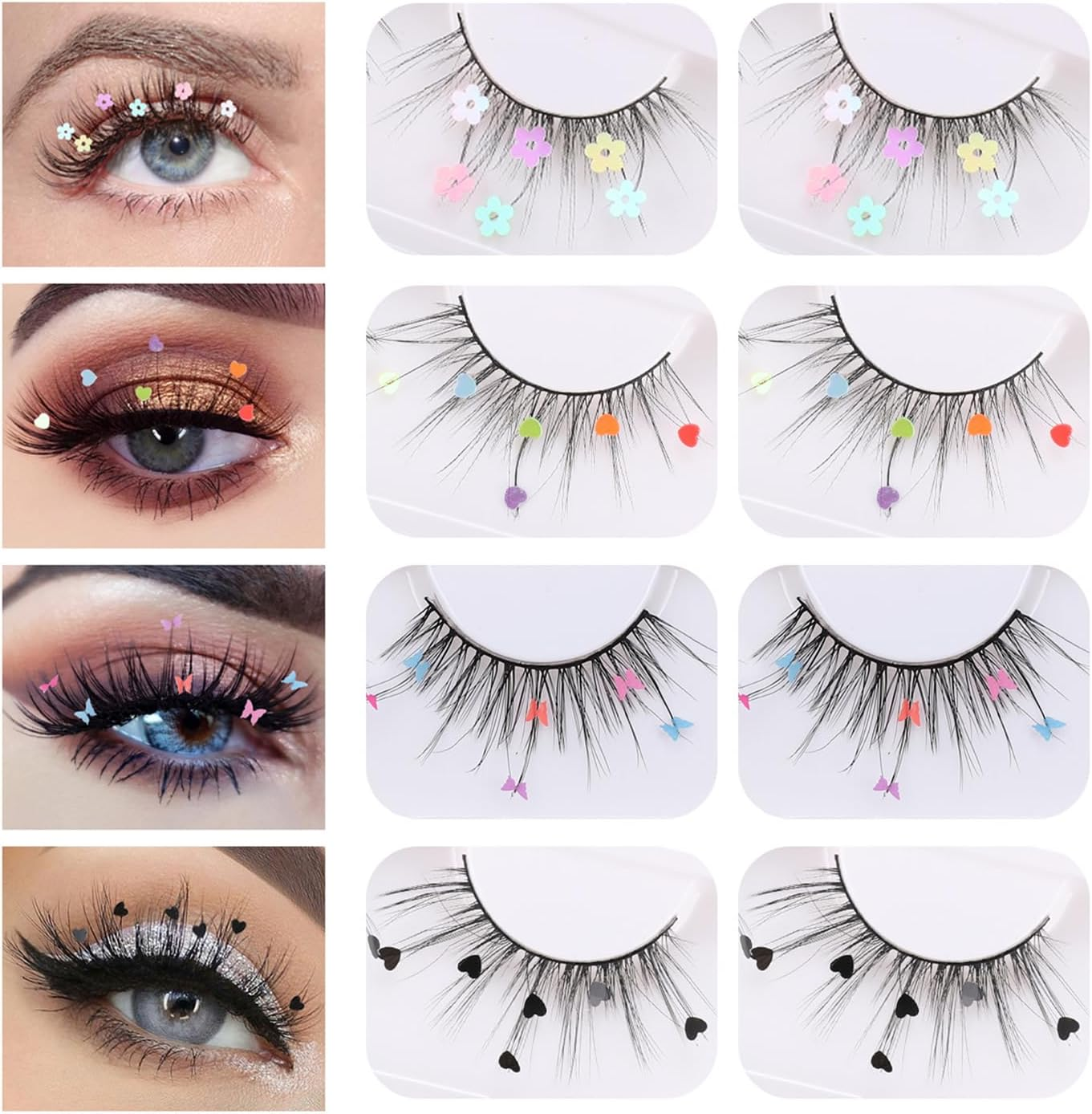 False Eyelashes Set, Beaufairy 4 Pairs 7D Mink False Natural Reusable Sequins Artificial Eyelashes, Easy to Wear, DIY Eyelash Extension Kit for Christmas Show Stage, Party, Date image number 2