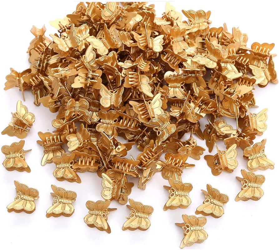 CCINEE Claw Butterfly Style Barrettes. Hair Clips with Mini Jaw Clip Hair Accessories for Women and Girls-100 (Gold)