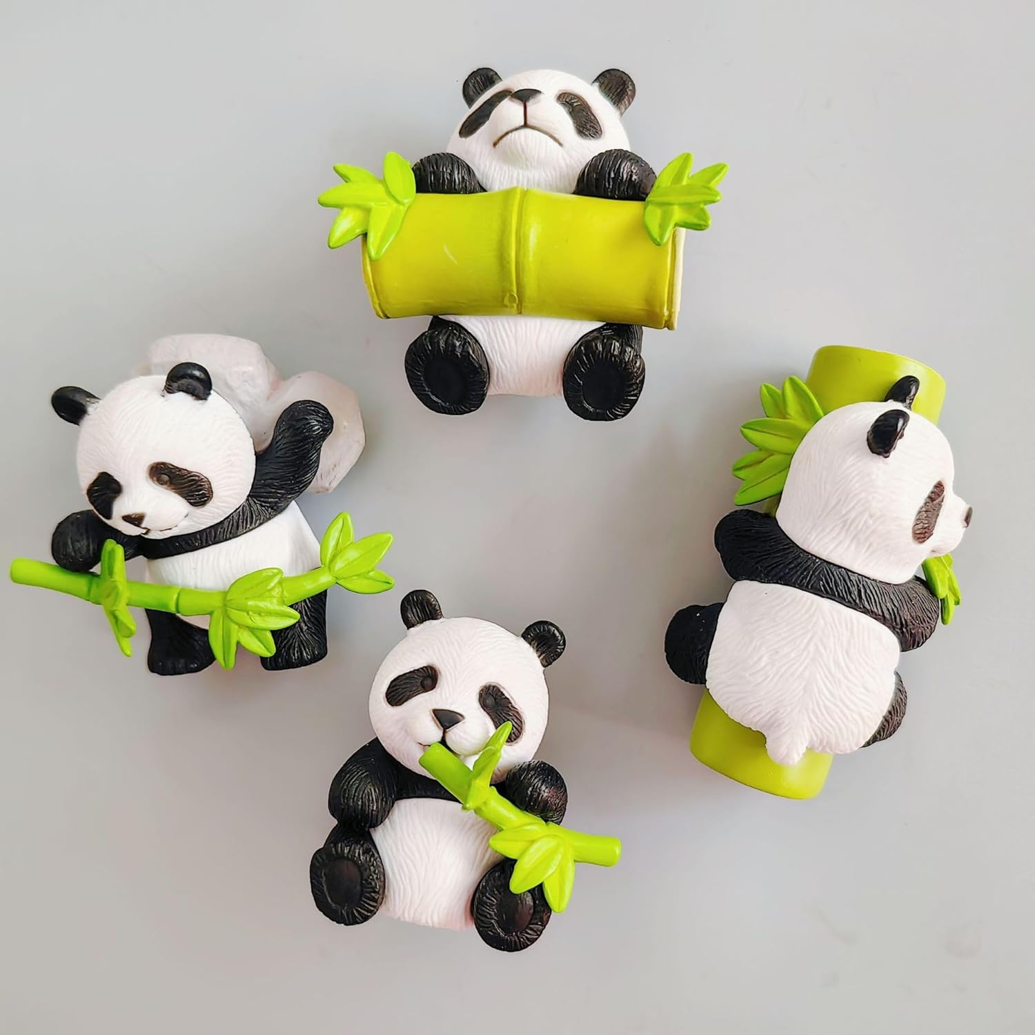 8Pcs Cute Panda Fridge Magnet 3D Simulation Panda Fridge Magnet, Cute Bamboo Modeling Resin image number 5