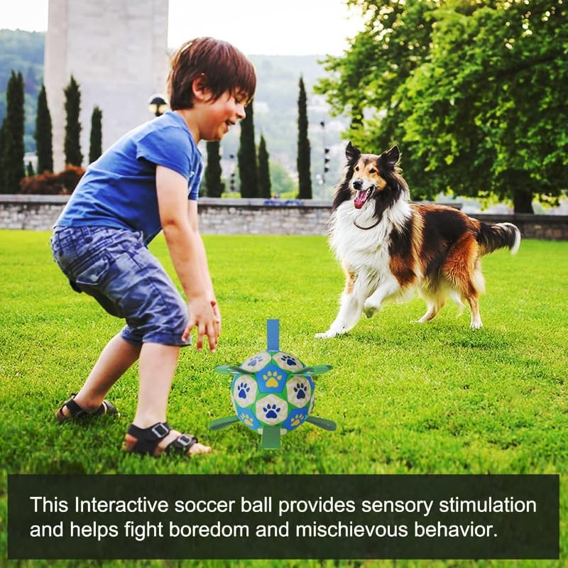 Dog Toys Soccer Ball with Straps, Interactive Dog Toys for Tug of Tug of War,Dog Tug Toy,Dog Water Toy, Durable Dog Balls World Cup for Small Dogs (15Cm) image number 2