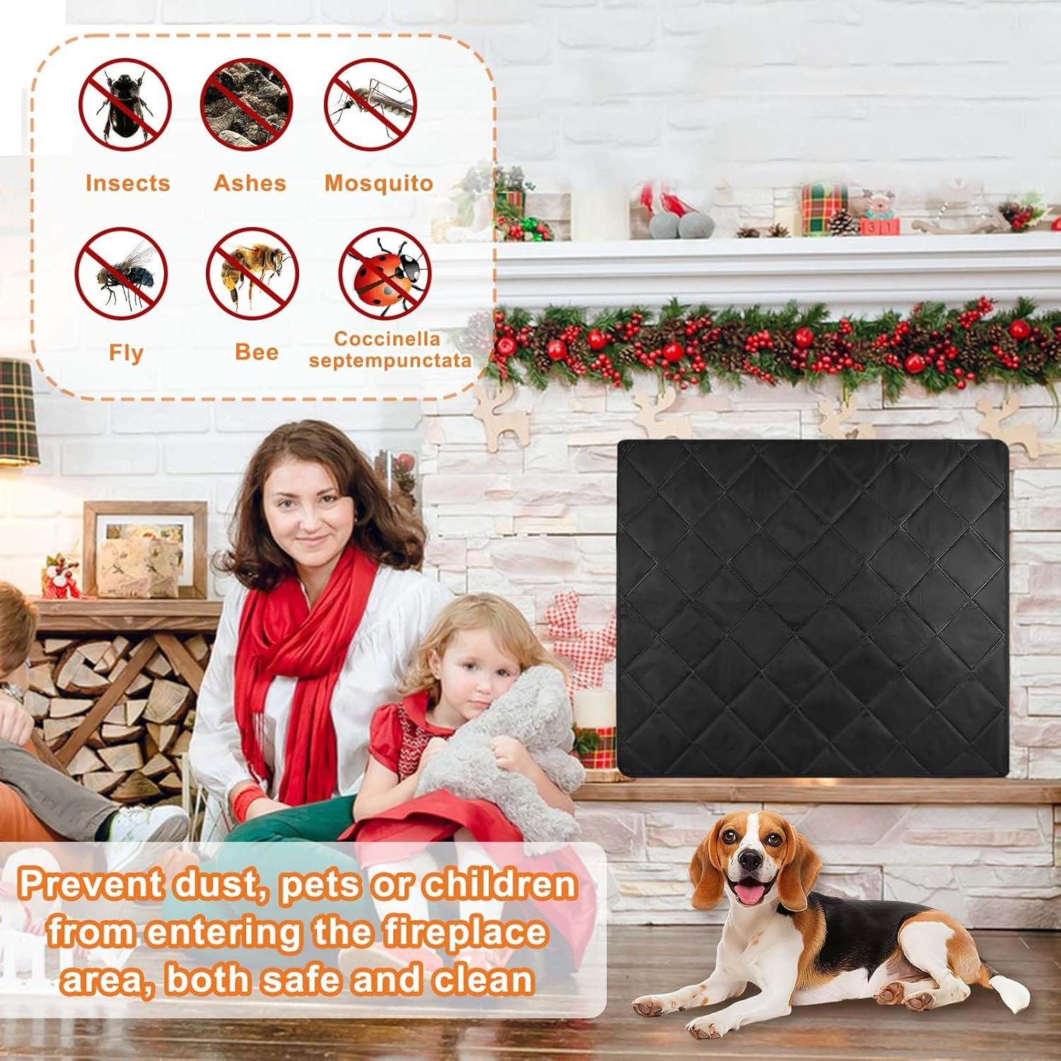 Magnetic Fireplace Blanket - Heat Loss Blocker, Indoor Cover, Draft Stopper, Chimney Insulation with Magnet and Hook-And-Loop Fasteners image number 3