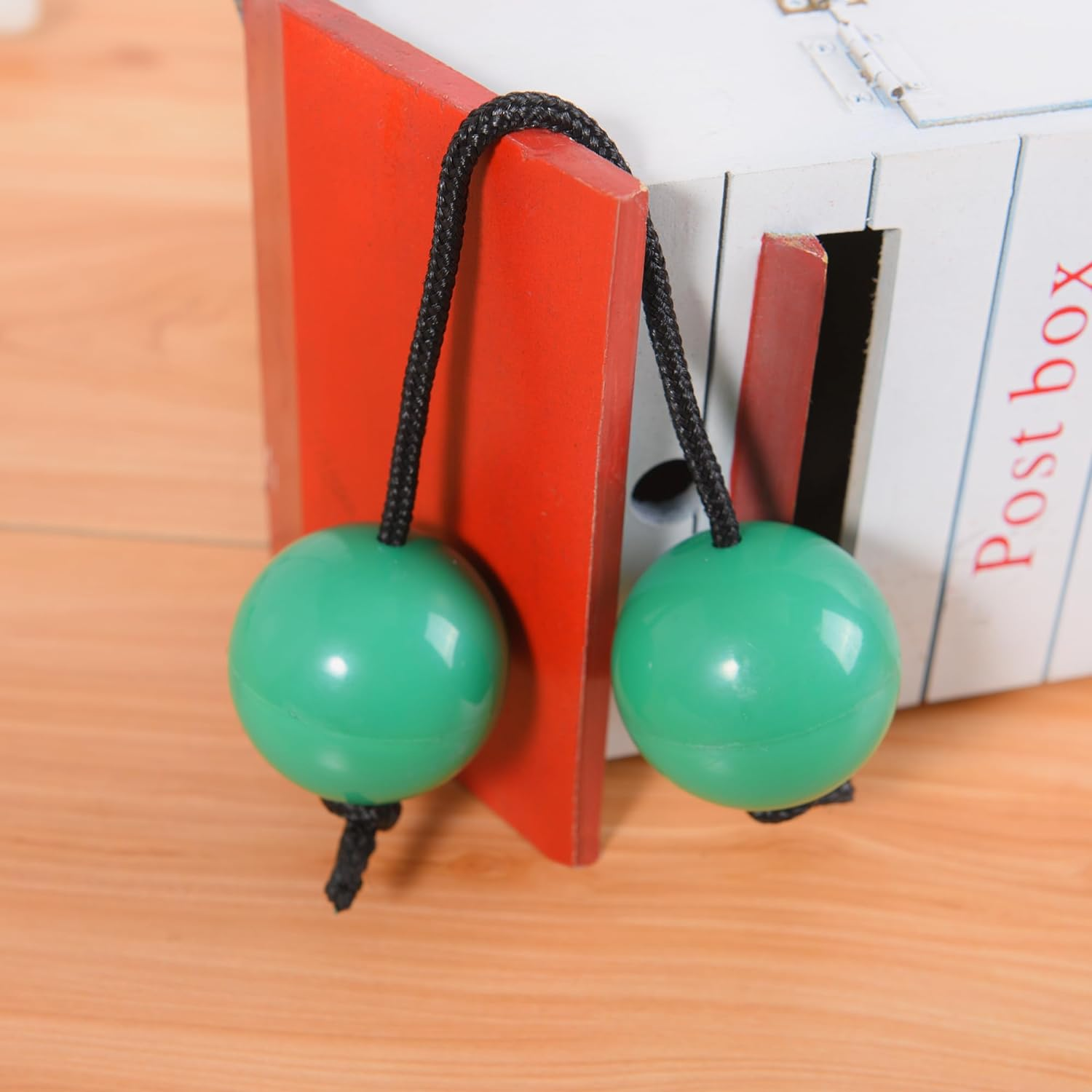 MGTECH 2 Pairs Aslatua Shakers, Kashaka Musical Percussion Instrument African Asalato Shaker Rhythmic Balls, Green - Yellow image number 2