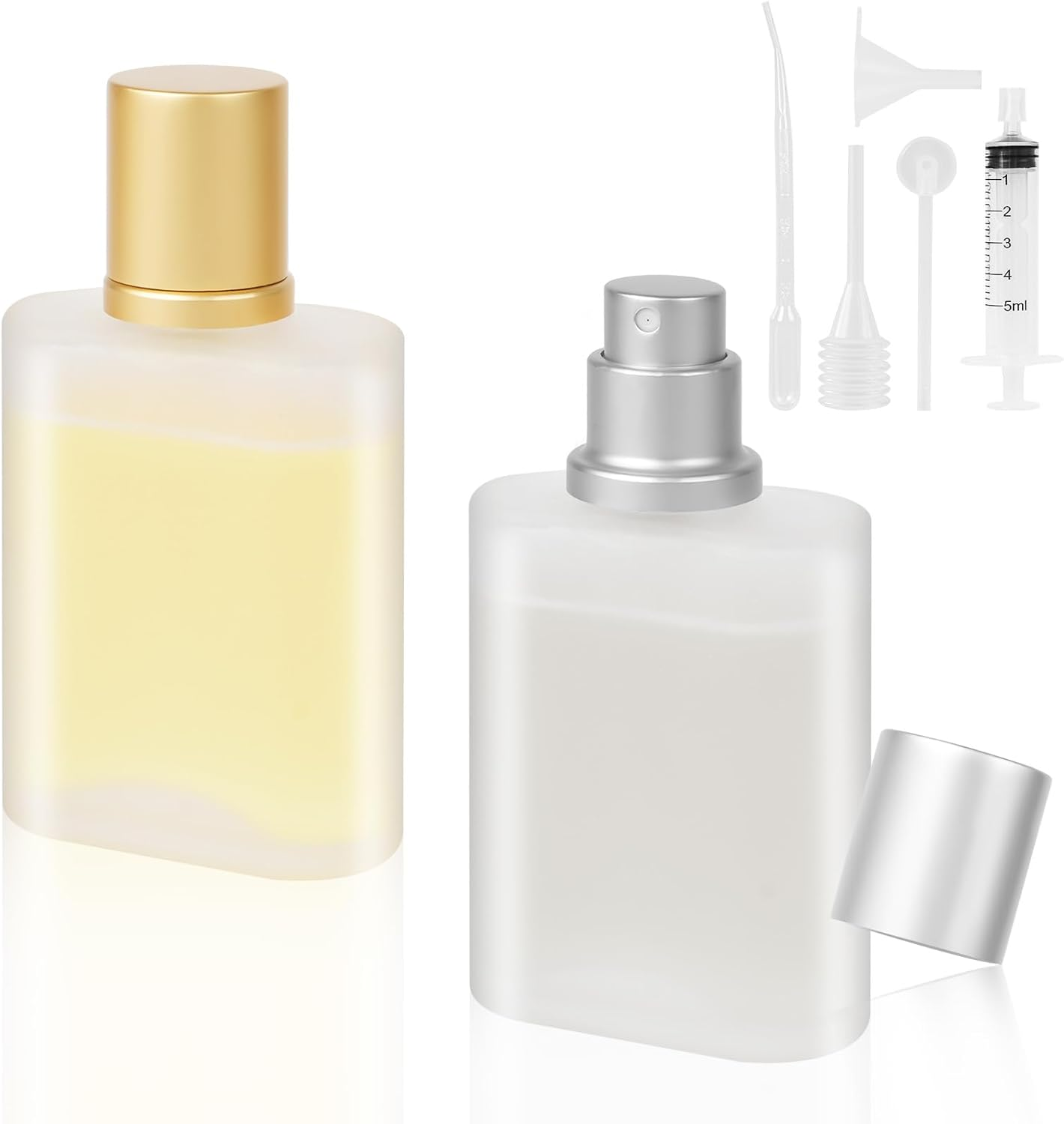 LOPHE Perfume Travel Bottle, 5ML Luxurious Perfume Atomiser Refillable, Leather Perfume Spray Bottle, Easy to Refill Perfume Atomiser for Women Men, B (White)