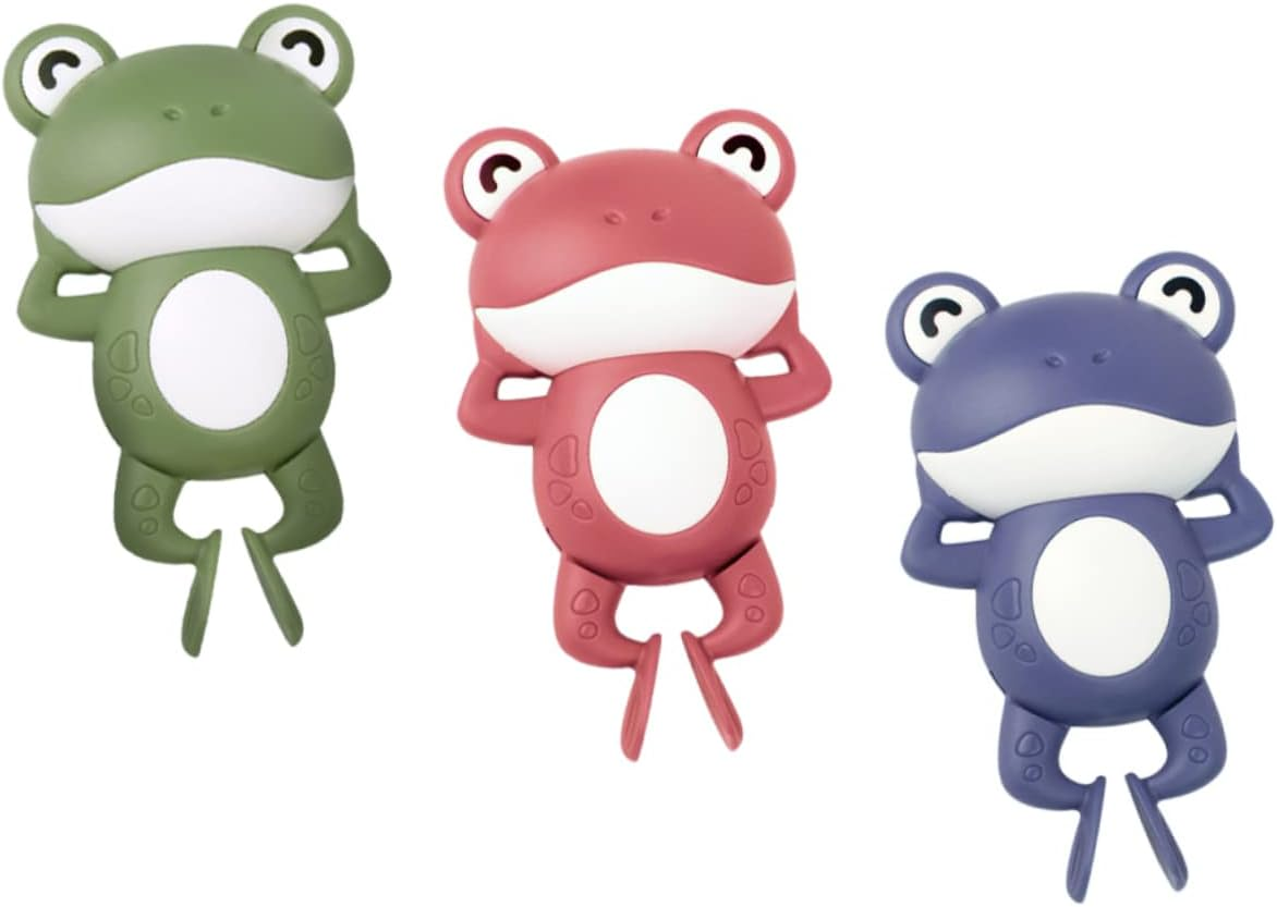 3Pcs Frogs Bath for Boy Girl Cartoon Animal Playthings Safe Wind up Swimming Frogs for Bathtub Water Fun and Motor Skill Development image number 3