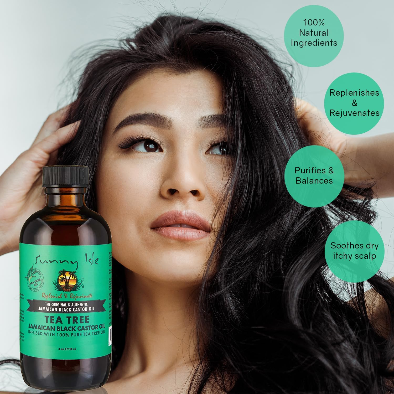 Sunny Isle Jamaican Black Castor Oil with Tea Tree Oil 4 Fl Oz | Hair Growth and Dry Itchy Scalp image number 5