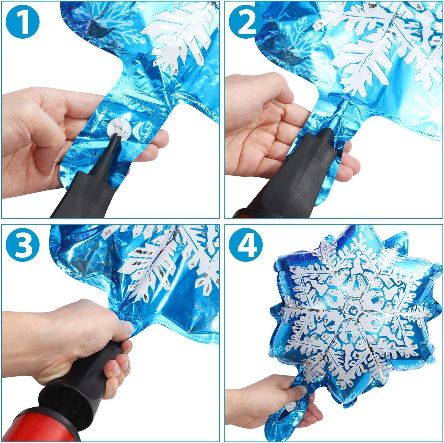 10 Pieces Large and Small Snowflake Balloons Snowflake Aluminum Foil Balloons for Christmas Winter Frozen New Year Birthday Theme Party Supplies image number 3
