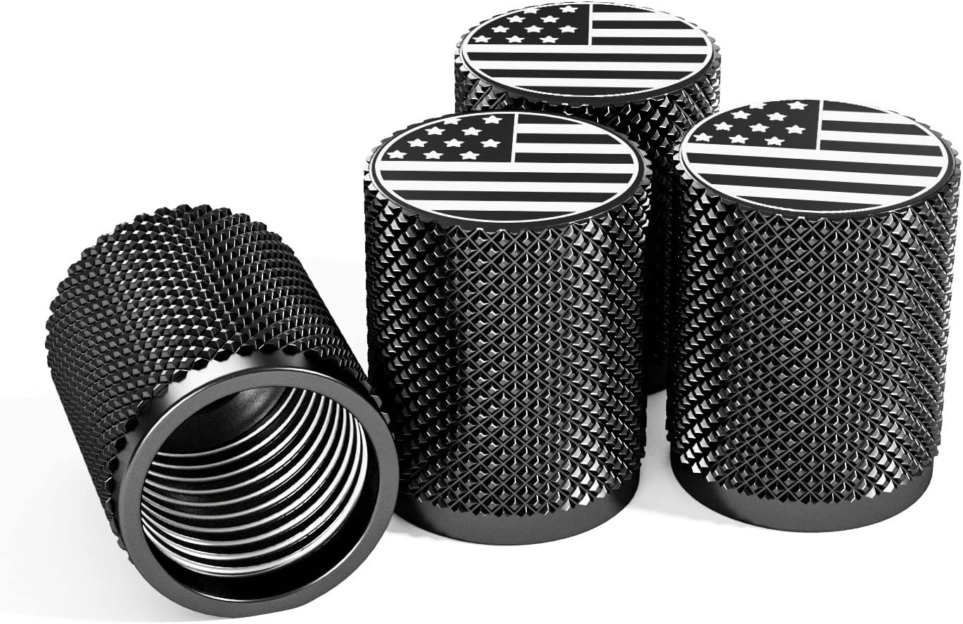 STEEL HAWK Tire Air Valve Caps &ndash; Precision CNC Machined Stainless Steel, Extended Knurled Design | Rust, Air Leak & Dust Proof Metal with O-Rubber Seal - Ideal for Vehicles - 4 Pack - PVD Blue