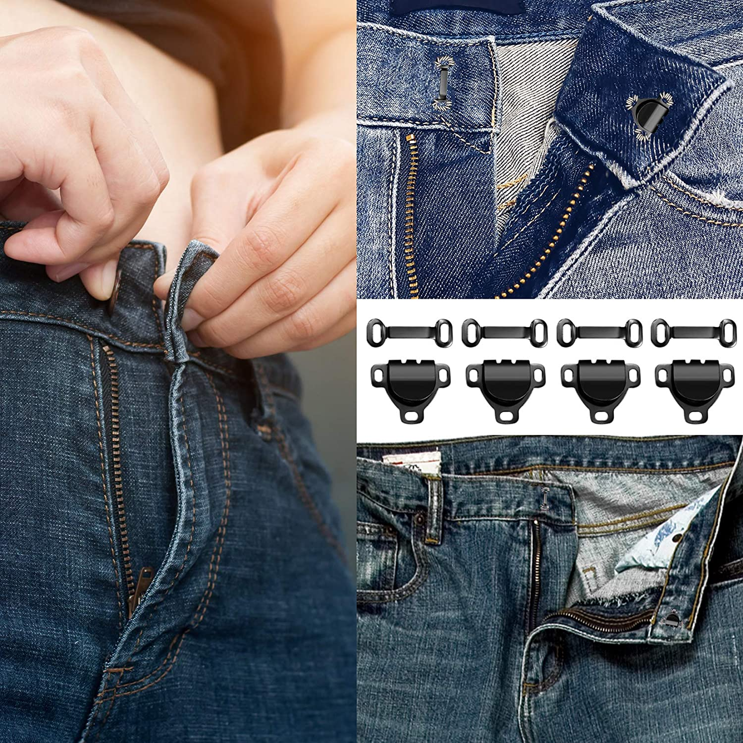 100 Pcs Sewing Hooks and Eyes Closure Set, 3 Styles Skirt Hook and Eye Closures Sewing Snaps Kit, Metal Snaps Buttons Fasteners Press Studs Set for Skirt, Bra, Trousers, Dress, Sewing, DIY Crafting image number 3