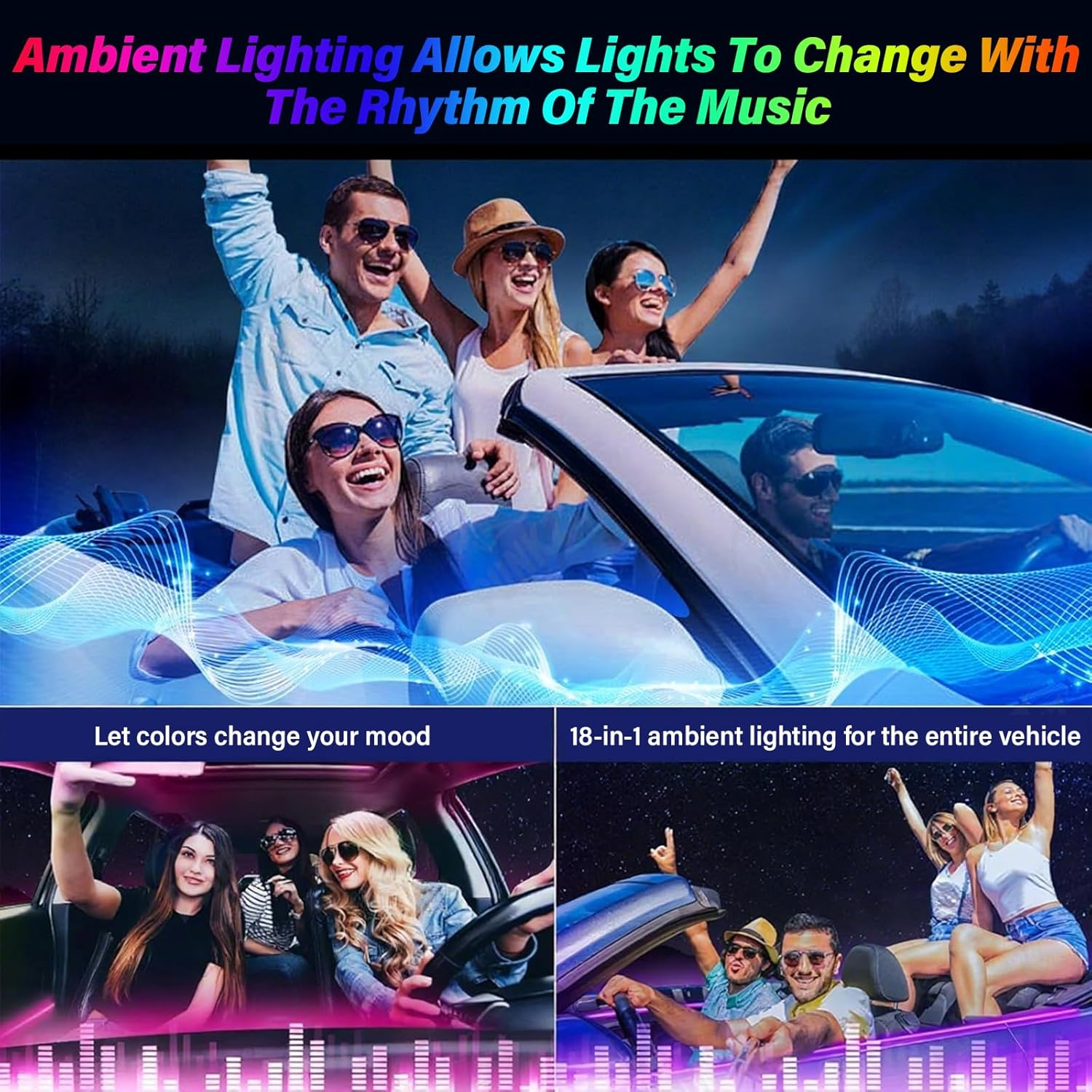 Cooloops Interior Car LED Strip Light,Rgb 18 in 1 Ambient Lighting Kits with APP Controlled Music Sync,Adjustable Brightness Neon Lighting for Cars, Jeep,Suv Decor image number 3