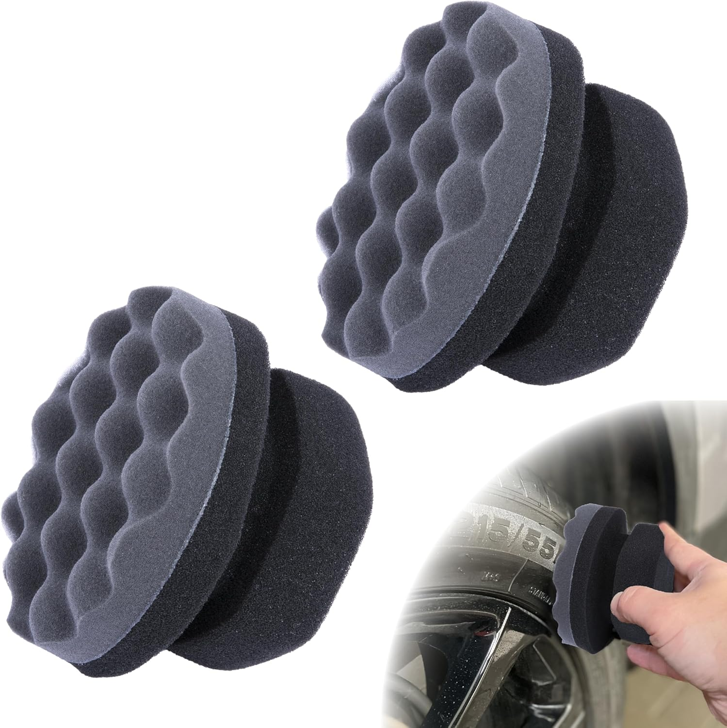 2 PCS Tire Shine Applicator Pad, Hex Grip Tire Dressing Applicator, Reusable Tire Foam Sponge, Tire Shine Brush, Car Detailing Sponge for Rubber Tires, Vinyl & Plastic Trim image number 4