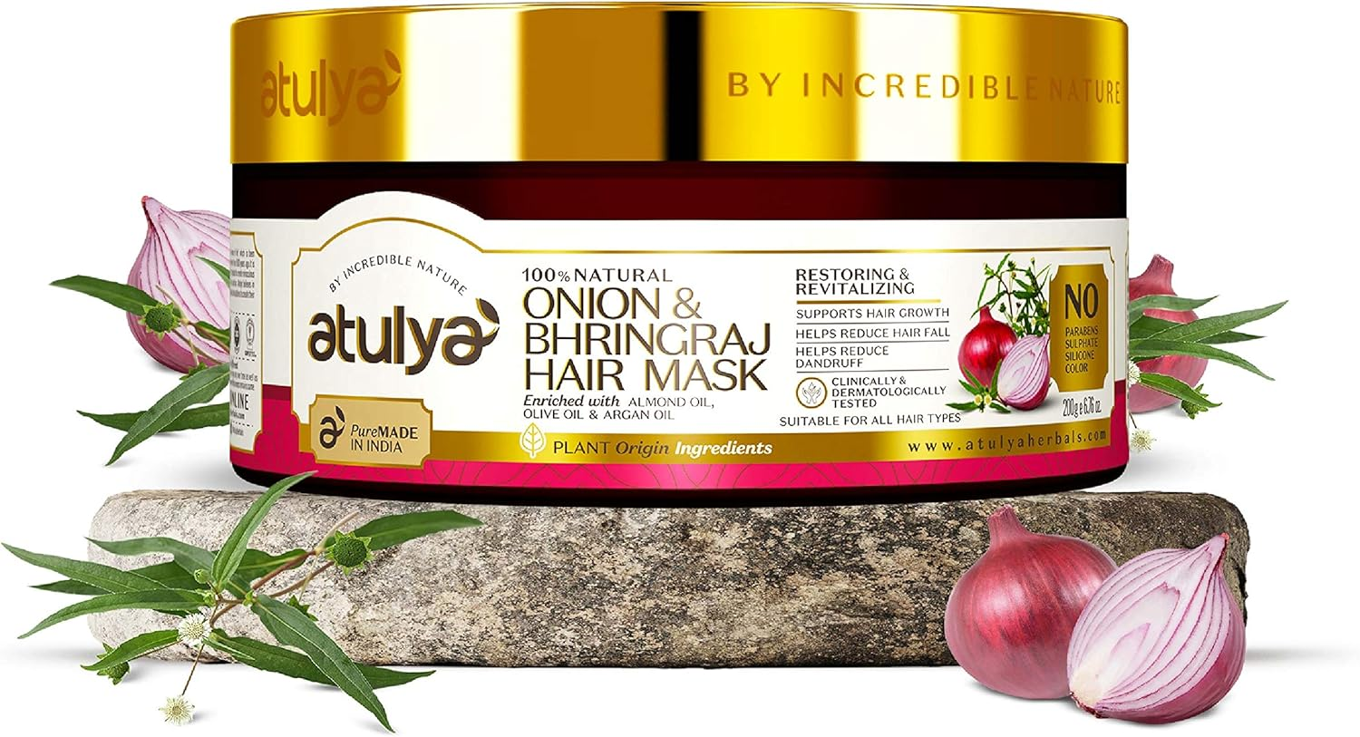 Atulya Onion and Bhringraj Hair Mask Enriched with Almond Oil, 200 Gm image number 6