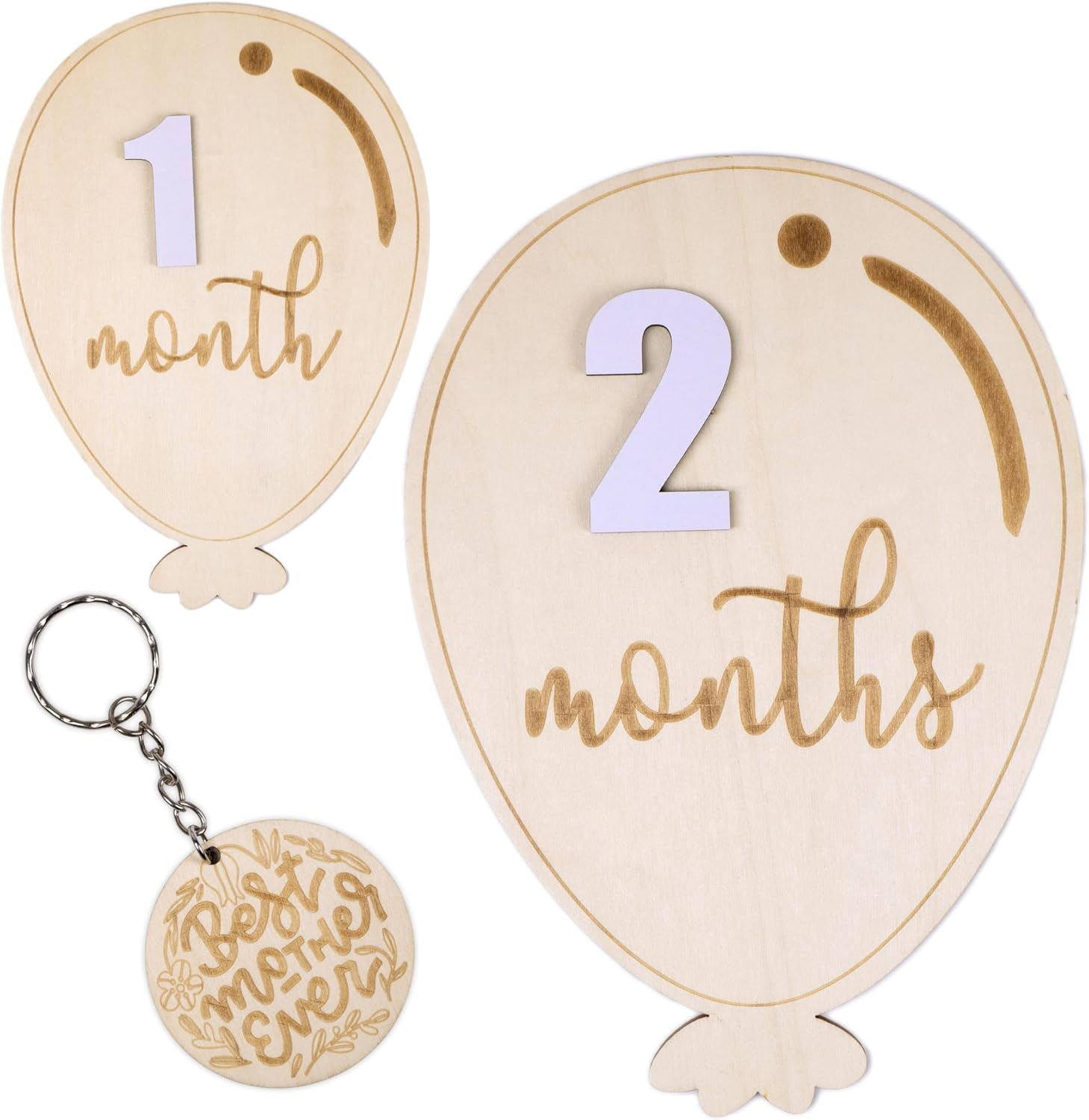 Monthly Baby Milestone Signs - Baby Monthly Milestone Wooden Circles for 1-12 Month Photos & Gender Neutral Announcement Cards (Flower)