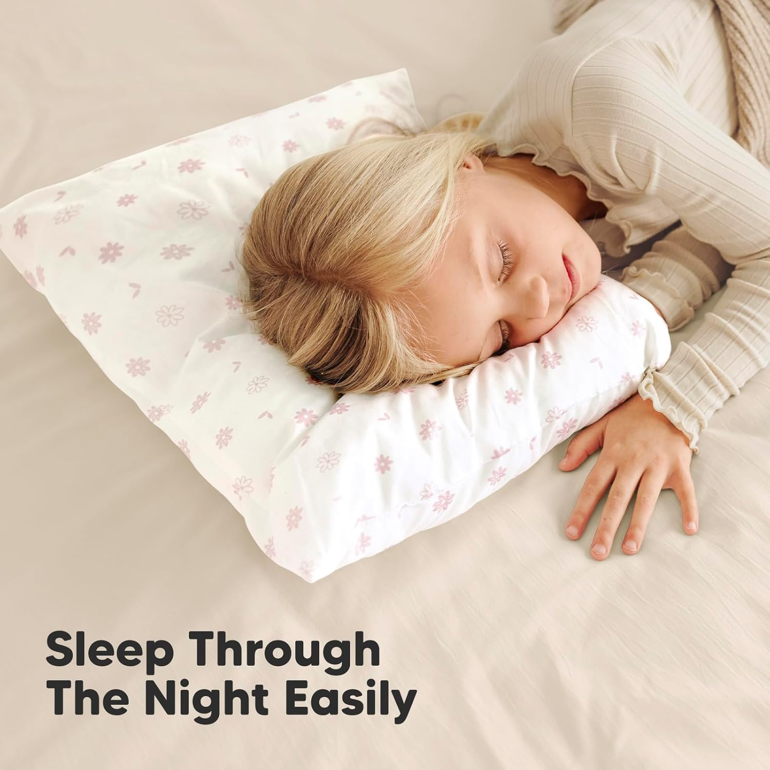 2-Pack Toddler Pillow - Soft Organic Cotton Toddler Pillows for Sleeping - Small Pillow for Kids - Kids Pillows for Sleeping - Kids Pillow for Travel, School, Nap, Age 2 to 5 (Daisy) image number 1