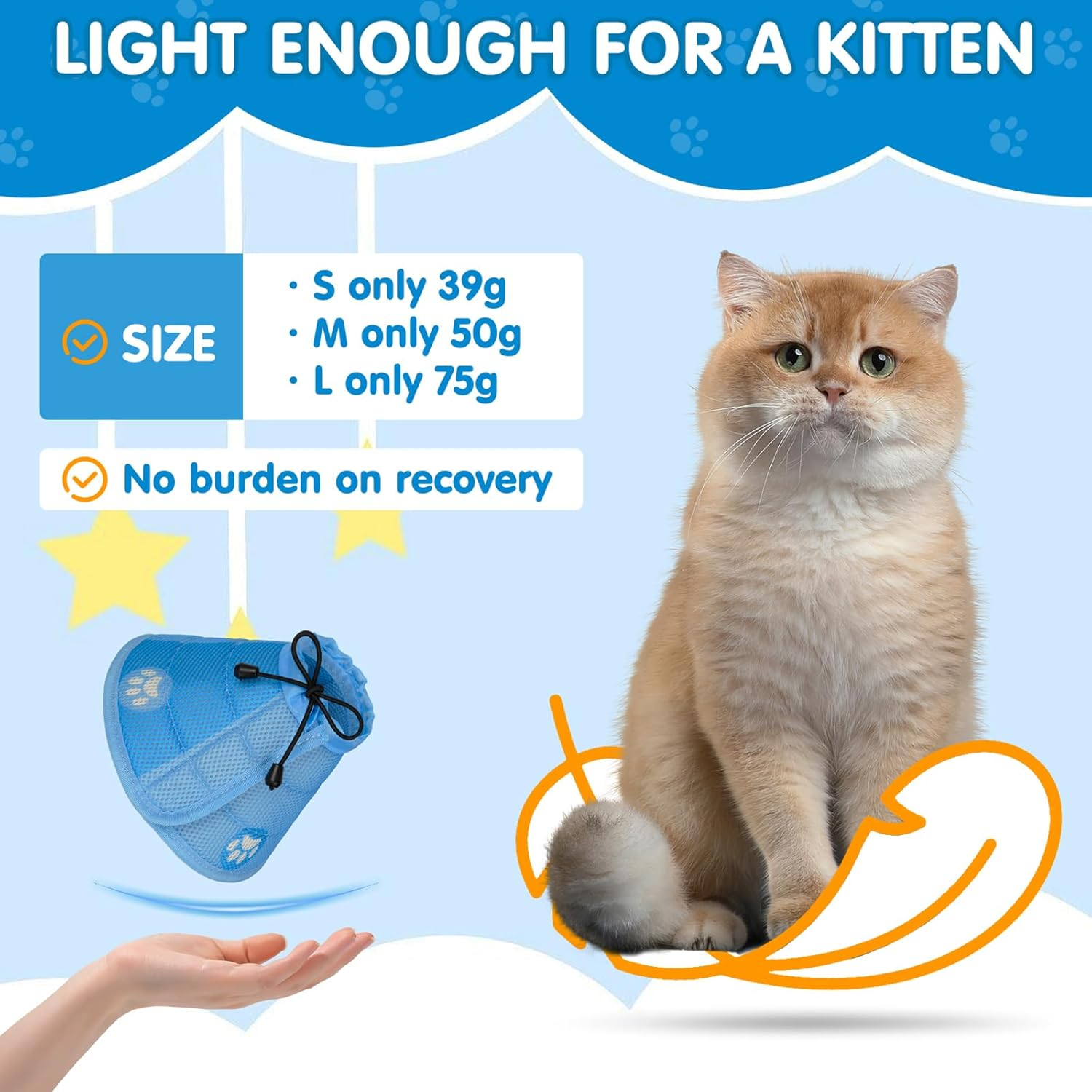 Cat Collar, Foldable Soft Protective Collar, Elisabethan Collar, Recovery Collar, Soft Collar Cone after Surgery and Injuries for Puppies, Small Dogs and Cats (S) image number 1
