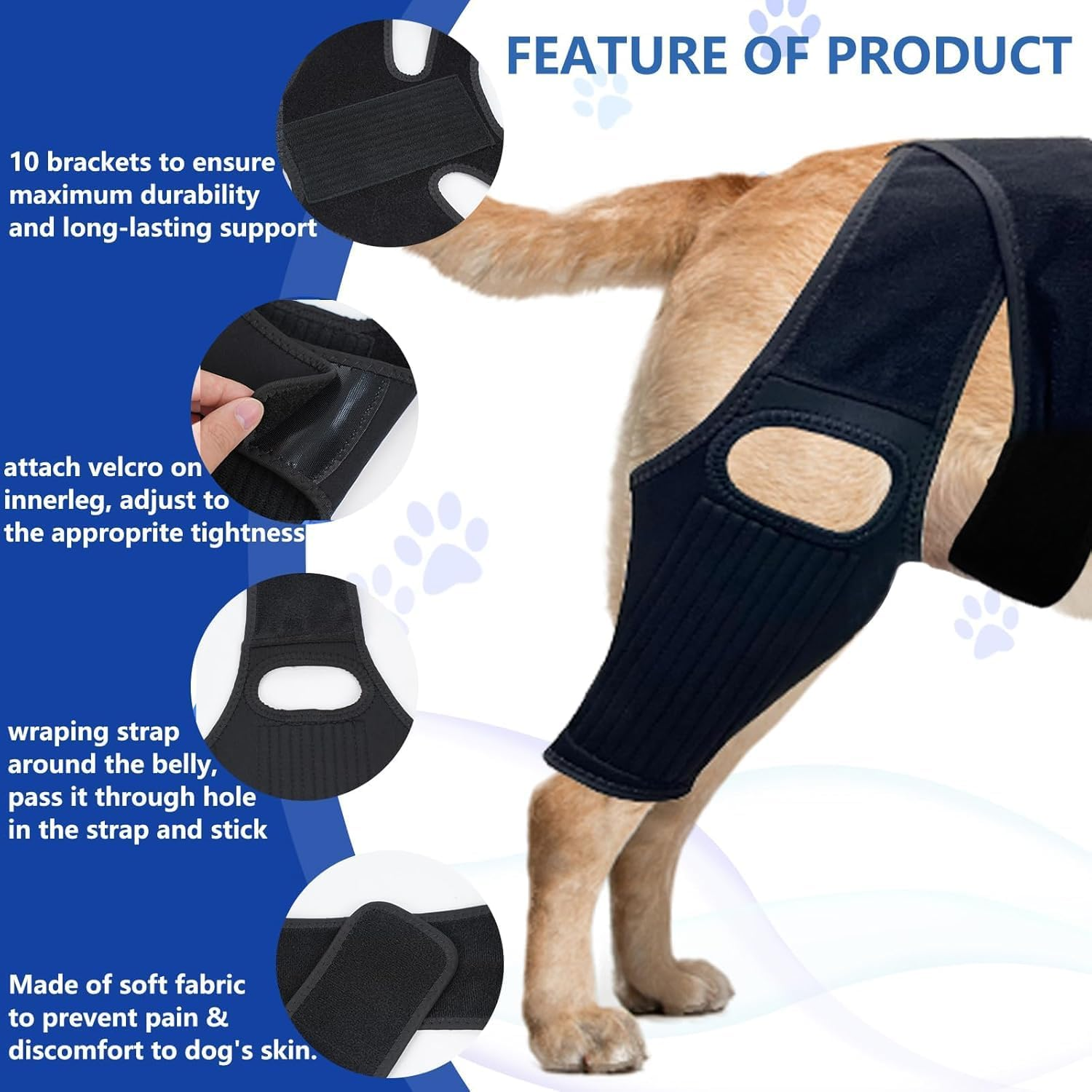 Dog Knee Brace with Side Stabilizers for Dog ACL, Adjustable Canine Shoulder Leg Hip Wraps for Arthritis & Torn CCL, Wound Care & Loss of Stability from Arthritis (M, Black) image number 1