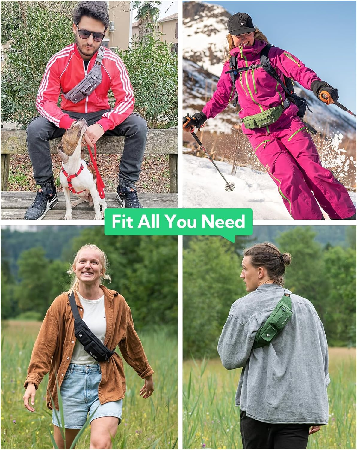 WATERFLY Fanny Pack for Women Men Water Resistant Small Waist Pouch Slim Belt Bag with 4 Pockets for Running Travelling Hiking Walking Lightweight Crossbody Chest Bag Fit All Phones&hellip; image number 2