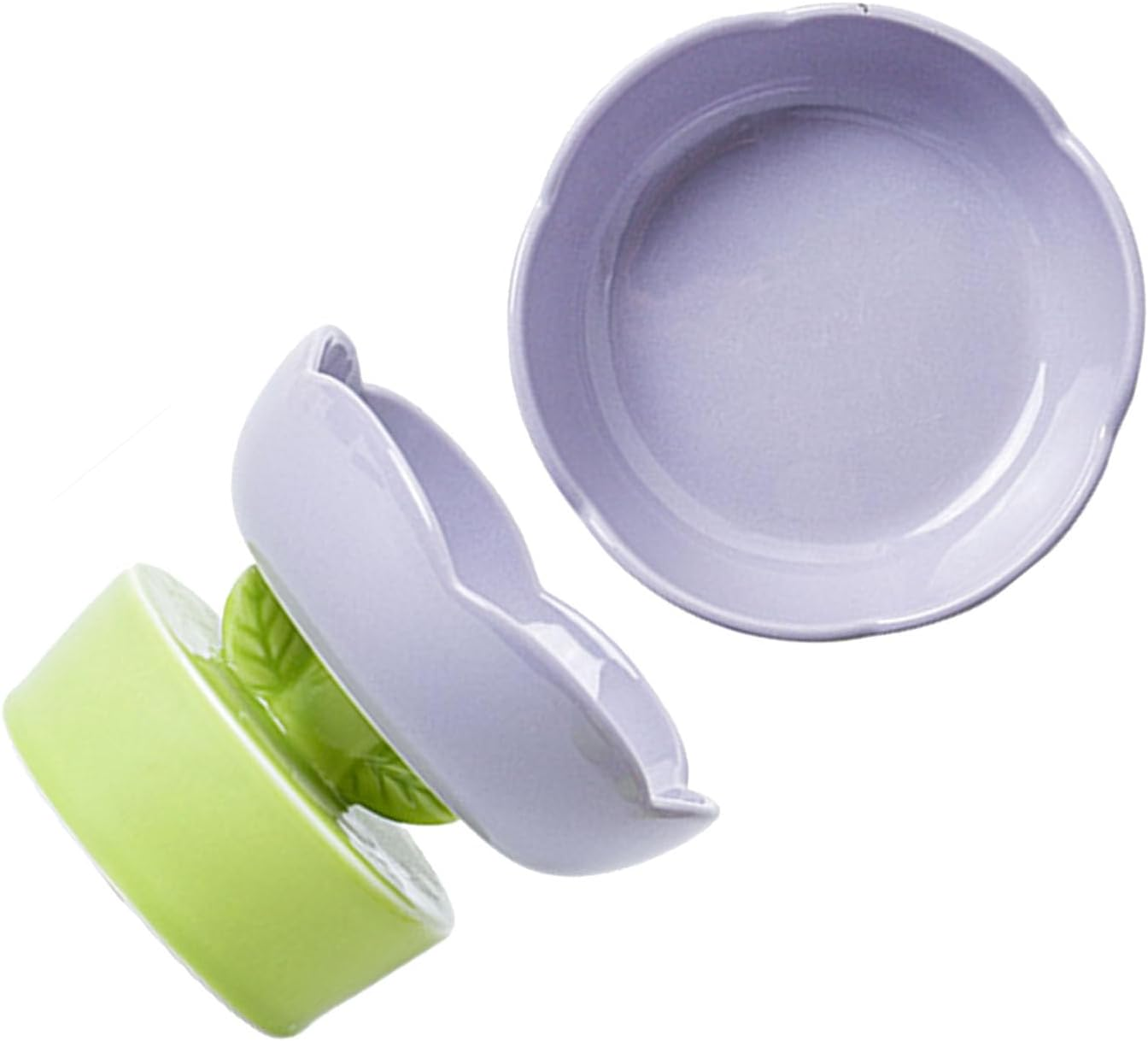 Ceramic Cat Food Bowl Cute Flower Shape Large Capacity, Neck Spine Protection Raised Pet Food Bowl for Cats Dogs Pets, Elevated Cat Ceramic Bowl (Orange)