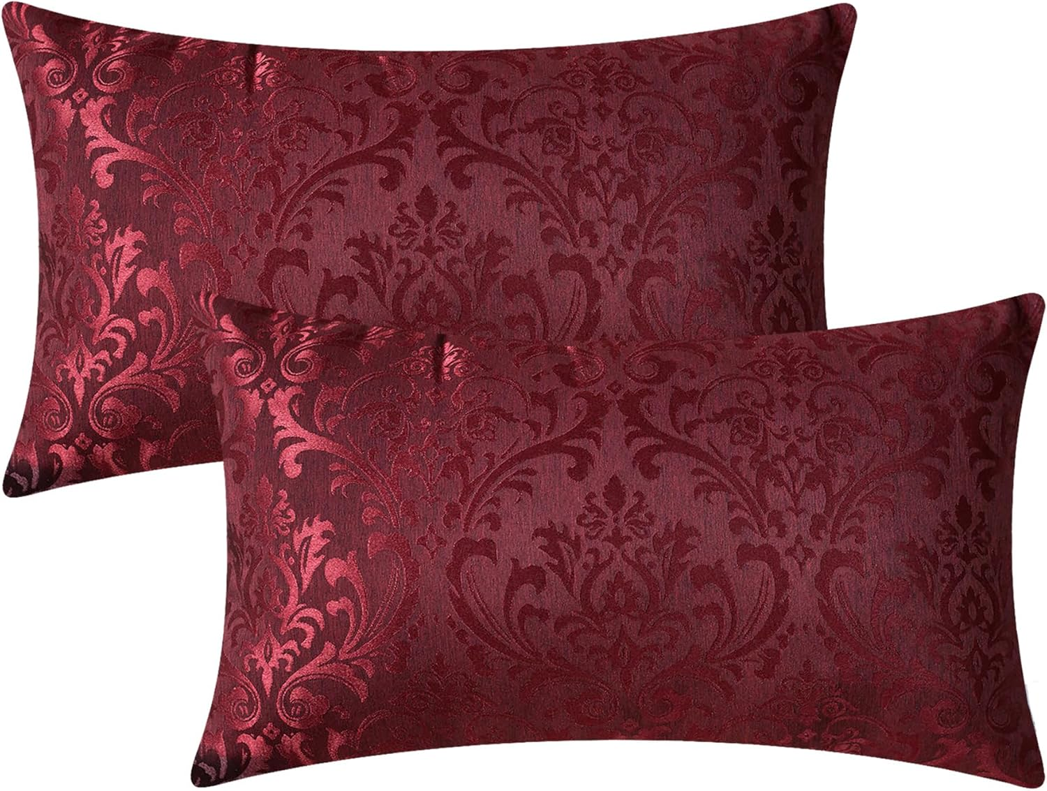 Pack of 2 Calitime Throw Pillow Covers Cases for Couch Sofa Home Decoration Vintage Damask Floral Shining & Dull Contrast 18 X 18 Inches Black