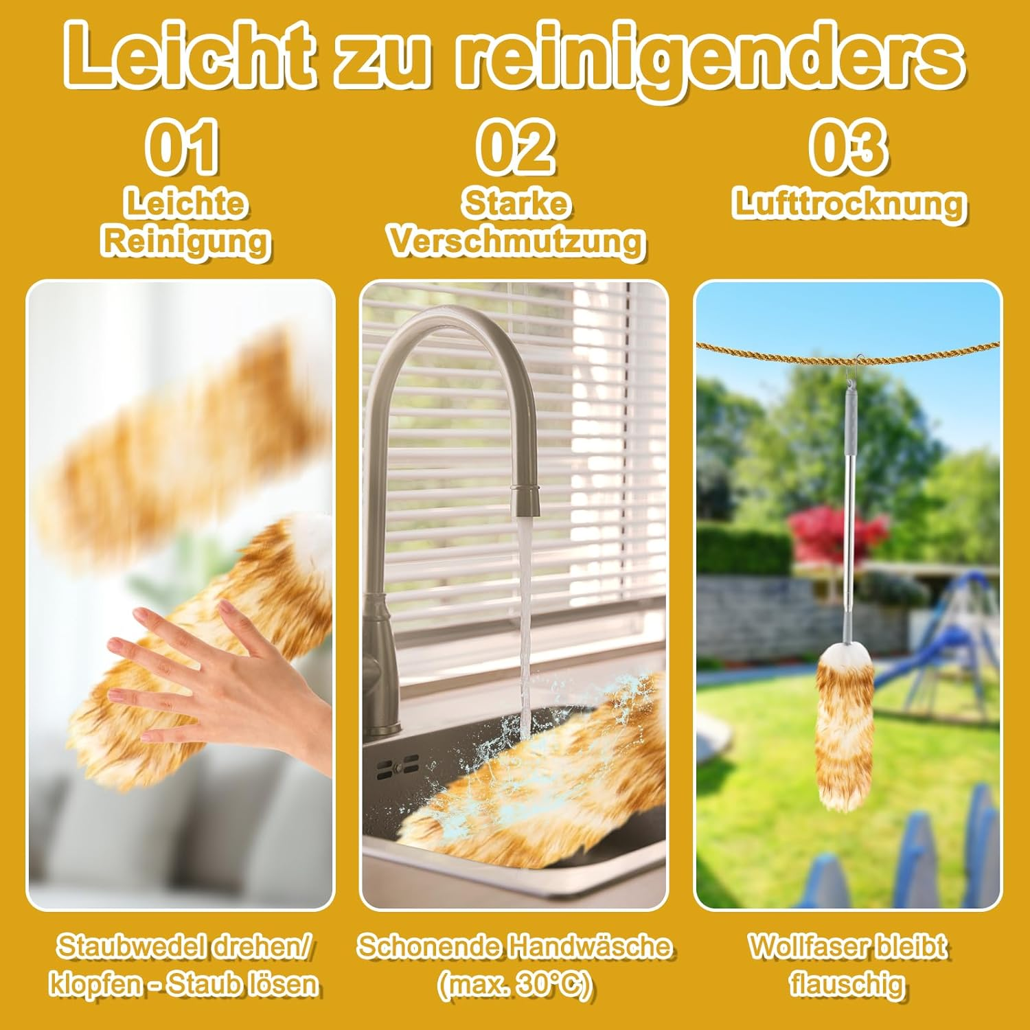 RANJIMA Duster, Telescopic Washable Cobweb Broom with Telescopic Handle, Long Extendable up to 2.4 M for High Ceilings, Ceiling Fan, Ceilings, Cobwebs image number 1