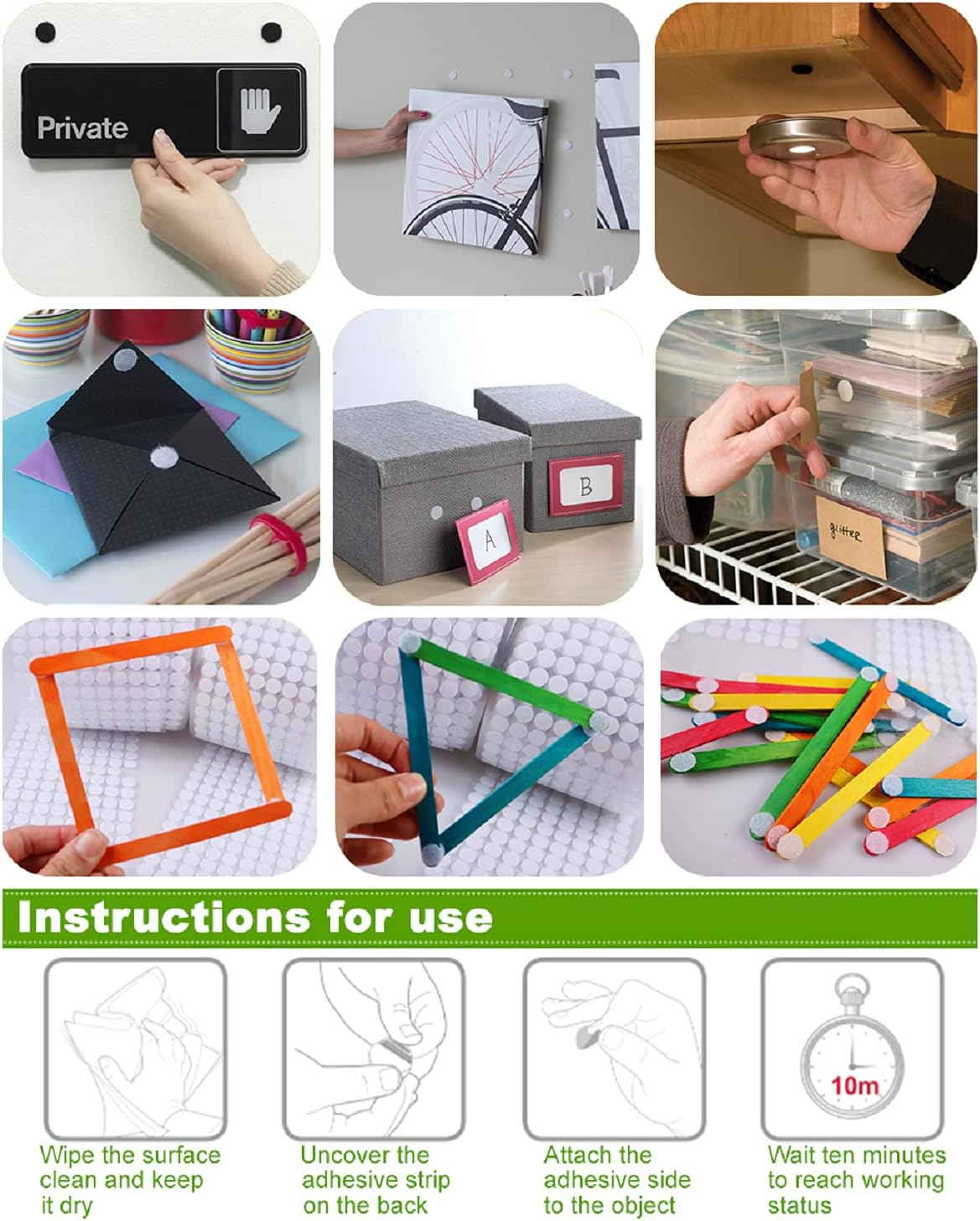 1000 PCS White Hook & Loop Self Adhesive Dots, 15Mm Waterproof Sticky Glue Back Coins Tapes for Home, Office, Classroom and Crafts (500 Pcs Hook & 500 Pcs Loop) image number 4