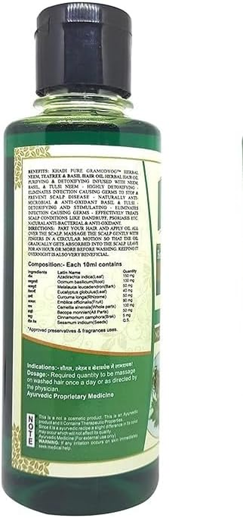 Khadi Pure Herbal Neem, Teatree & Basil Hair Oil - 210Ml image number 4