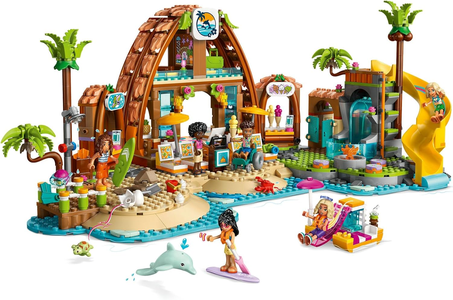 LEGO&reg; Friends Family Vacation Beach Resort 42673 Building Set Toy for Girls and Boys Aged 8 Years Old and Up, Kids&rsquo; Travel Playset with 6 Minidolls, Dolphin Figure and Baby Turtle image number 1