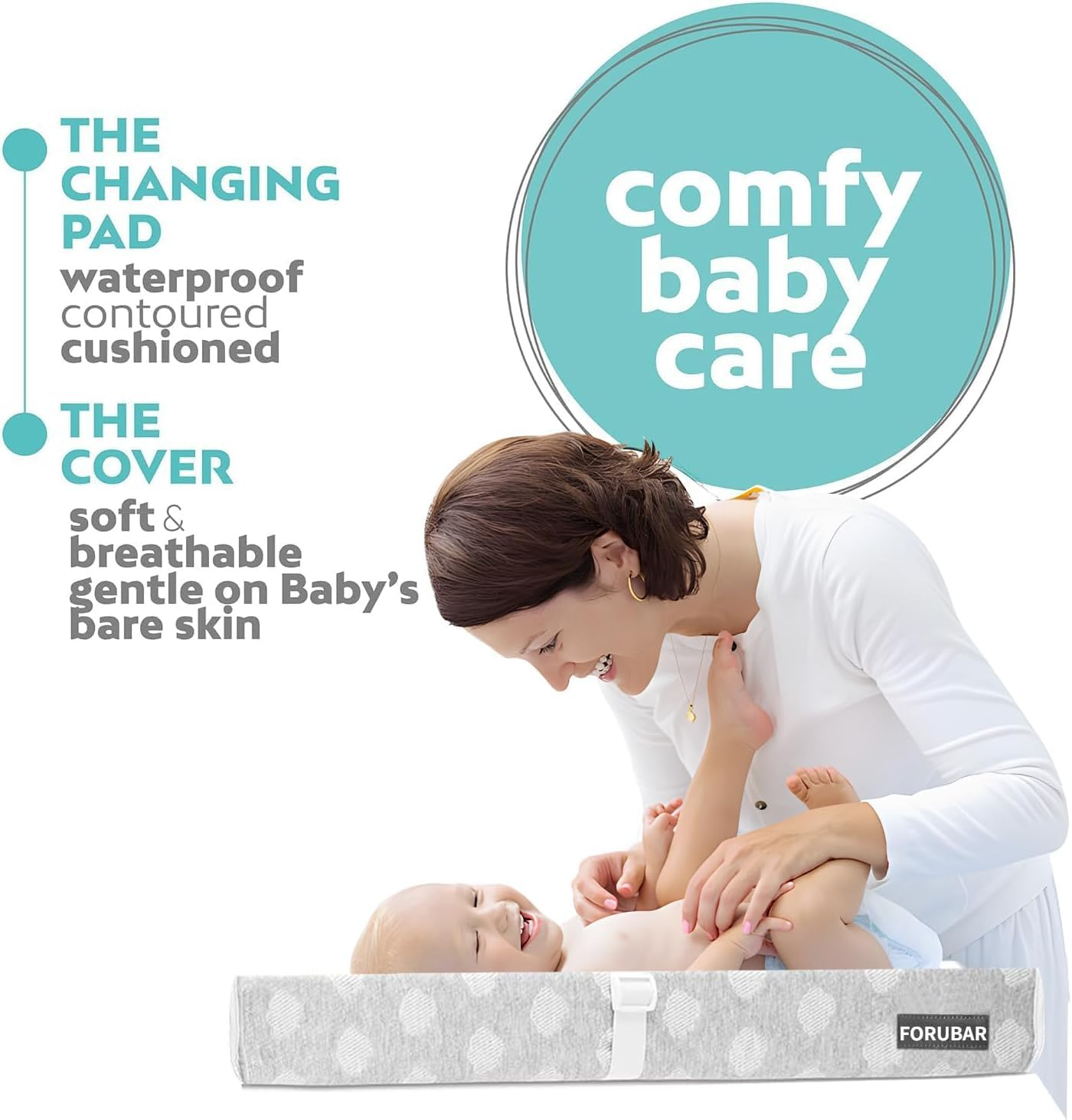 Baby Diaper Changing Pad with Washable Cover, Waterproof & Non-Slip Baby Change Mat for Infant Newborn, Cozy & Breathable Baby Change Table (Changing Pad + Cover (Cloud)) image number 2