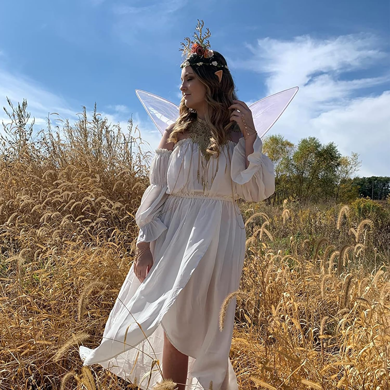 Midook Fairy Wings Set,Fairy Butterfly Wings for Girls Adults and Women Princess Angel Wings Cosplay for Birthday Halloween Christmas (8PCS) - Pink image number 5