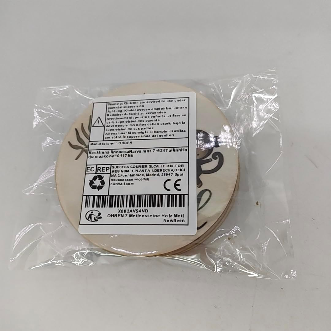 7 Wooden Milestones Cards for Babies in Italian on Elegant Wooden Discs as Birth Gift/Baby Shower Gift for Pregnant Women, Future Moms and Parents