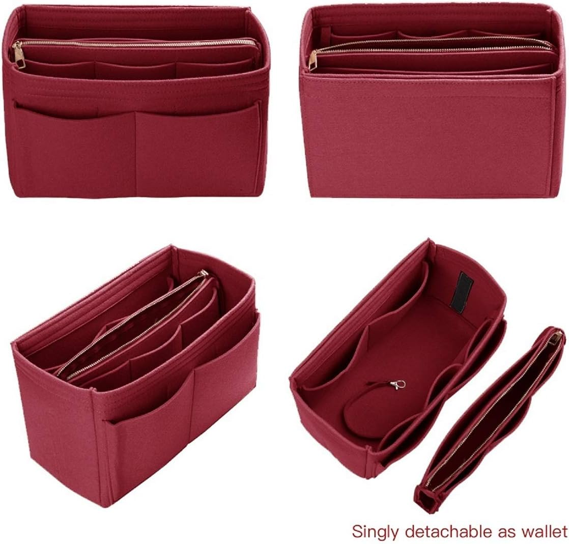 Purse Organizer Insert, Felt Bag Organizer with Zipper, Handbag & Tote Shaper, for Speedy Neverfull Tote, 5 Sizes image number 3