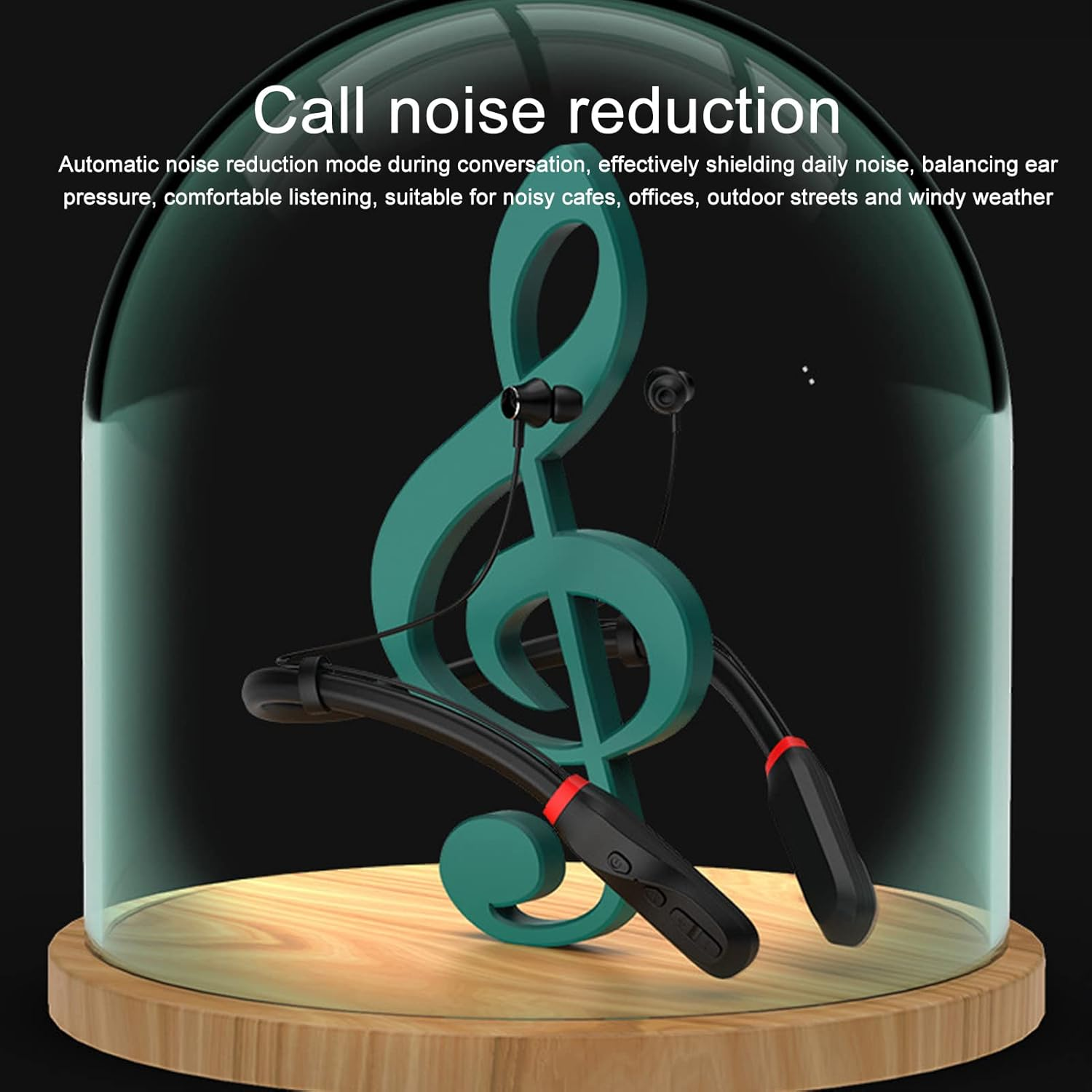 TOPINCN Multifunctional Neckband Headphones Wireless Earbuds Hifi Stereo Deep Bass for Sports, Stable to Wear Ergonomic Design Long Battery Life for Video Journeys, 1000Mah image number 6