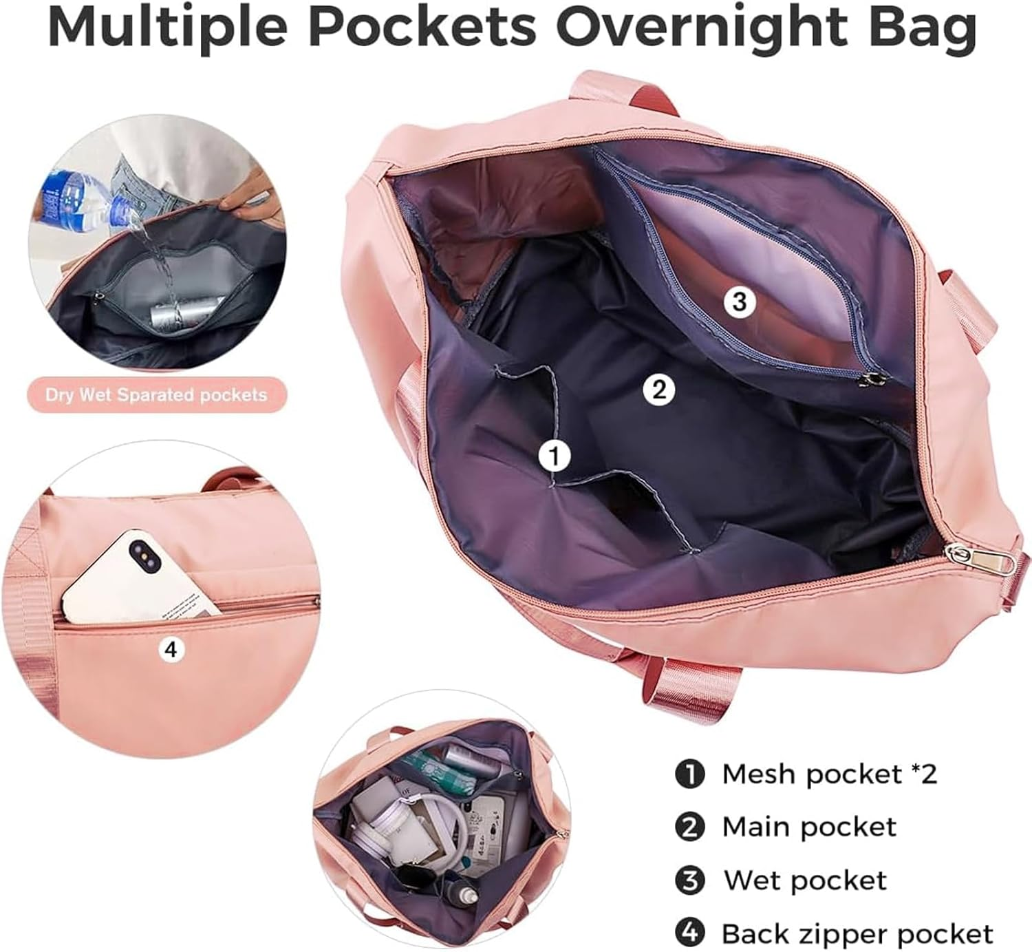 Travel Duffel Bag, 36L Waterproof Duffel Gym Tote Bag,Sports Gym Tote Carry on Bags for Women, Shoulder Weekender Overnight Bag for Women with Wet Pocket Hospital Bag for Labor and Delivery image number 5