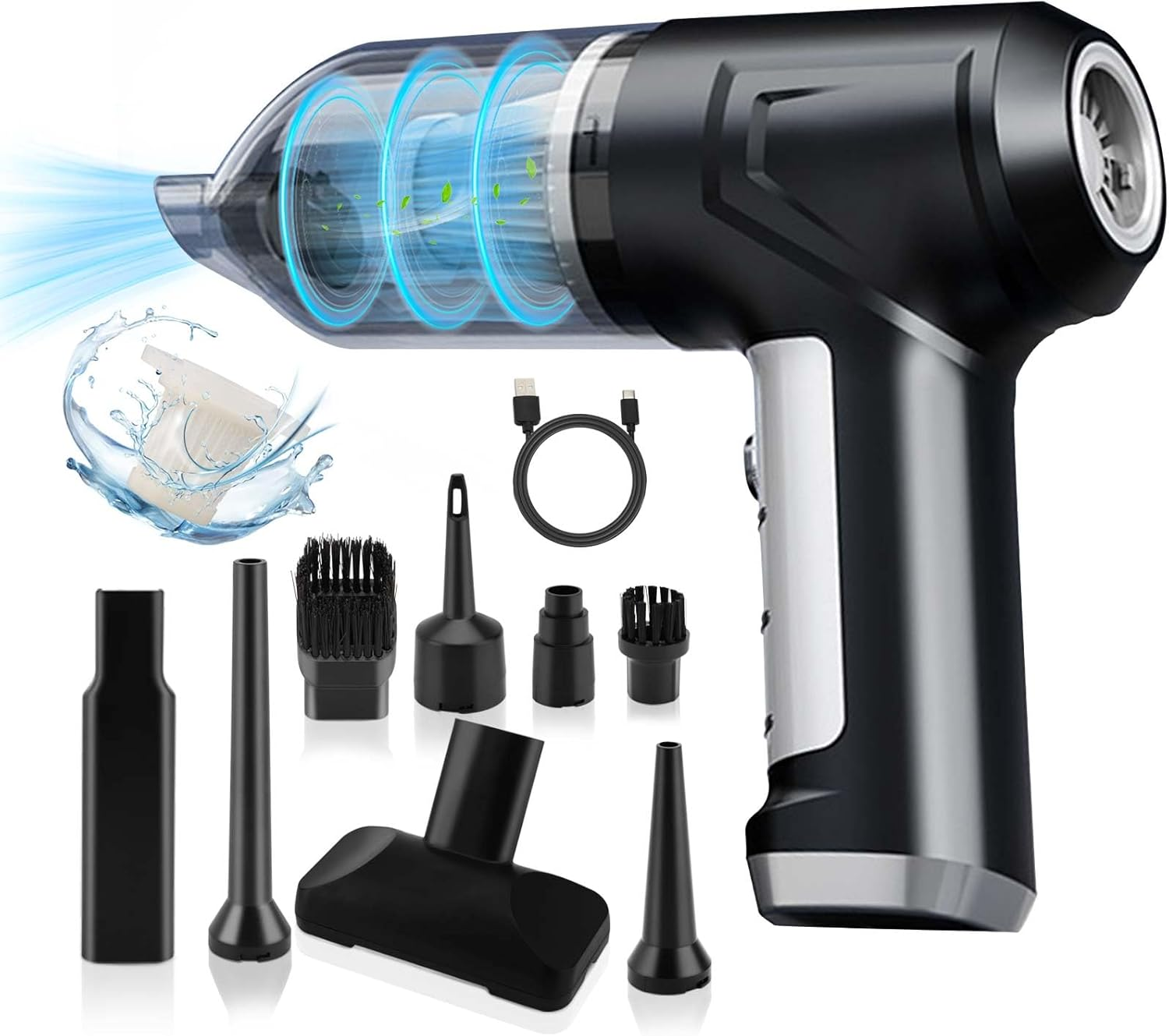 Handheld Vacuum Cordless, 13000PA 4 in 1 Portable Car Vacuum, Mini Vacuum Cleaner, Handheld Pet Vacuum, with Brushless Motor, for Car/Office/Home/Pet/Keyboard image number 5