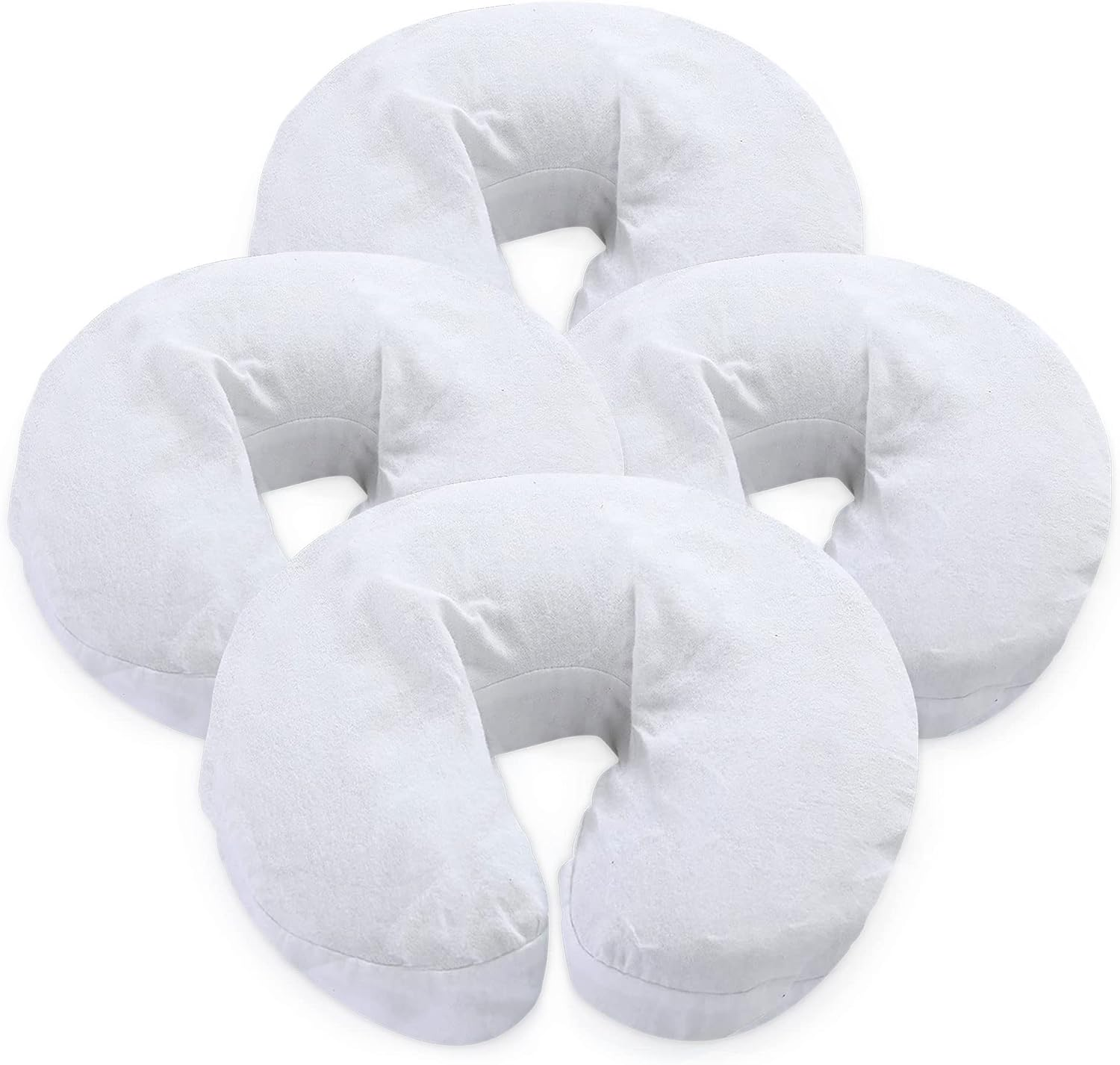 London Linens Pack of 4, Premium Extra Thick 100% Cotton Flannel Massage Tables Face Cradle Covers Cozies Fitted - Includes 4 Pcs (White)