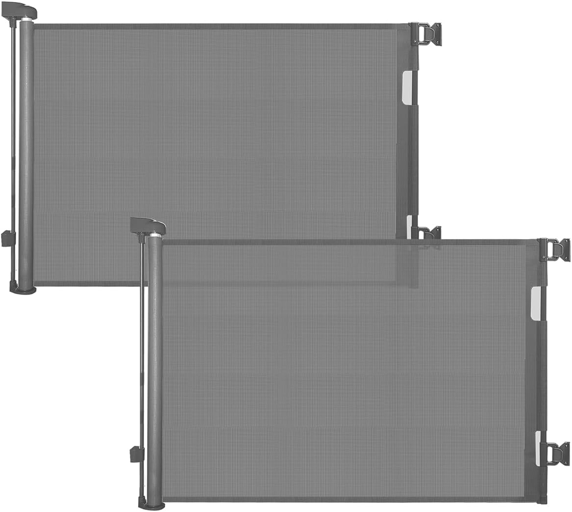 Veraste Retractable Baby Gate,Mesh Baby Gate or Mesh Dog Gate,33" Tall,Extends up to 55" Wide,Child Safety Gate for Doorways, Stairs, Hallways, Indoor/Outdoor（White,33"X55"