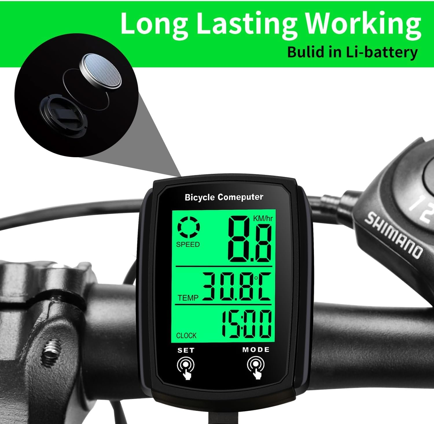 Bike Computer - 19 Functions IP54 Waterproof - GPS Speedometer, Backlit Touch Screen - Cycling Computers - Universal Cycle Computer for Bikes image number 2