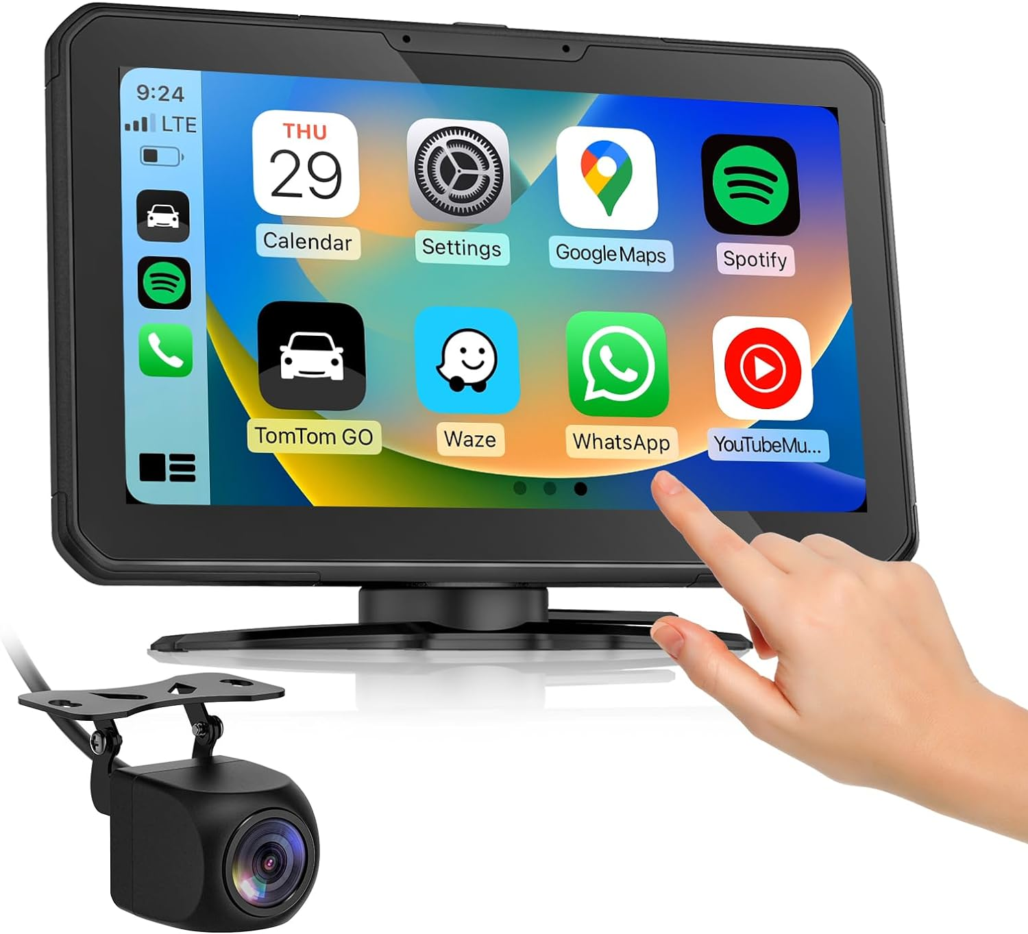 Eonon 7 Inch Portable Car Stereo, Wireless Carplay & Android Auto, Touch Screen Car Audio Receivers with Airplay, FM Transmitter, AUX, Bluetooth, Backup Camera image number 1