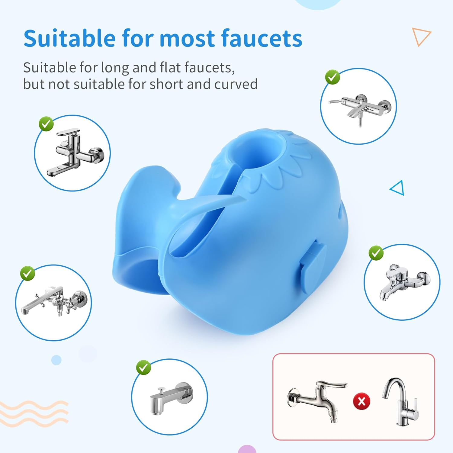 Bath Faucet Cover for Kids，Bath Spout Cover for Baby Are Suitable for Most Bathtub Faucet,Spout Cover Bathroom Tub Adds Fun to Your Baby in the Shower.(Blue) image number 1