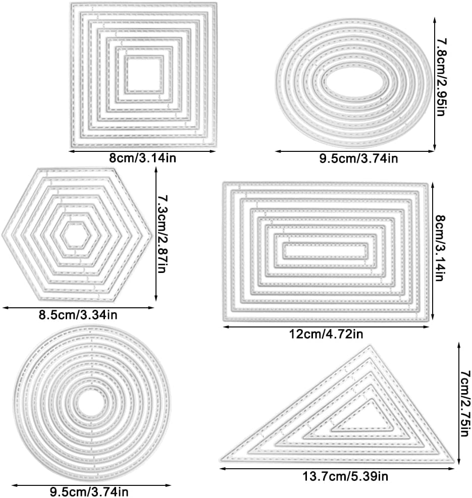 6 Pcs Cutting Dies Stencil Metal Set, SENHAI Different Shapes Dies Cuts Polygon Embossing Tools for Card Making Supplies Album Scrapbooking image number 5